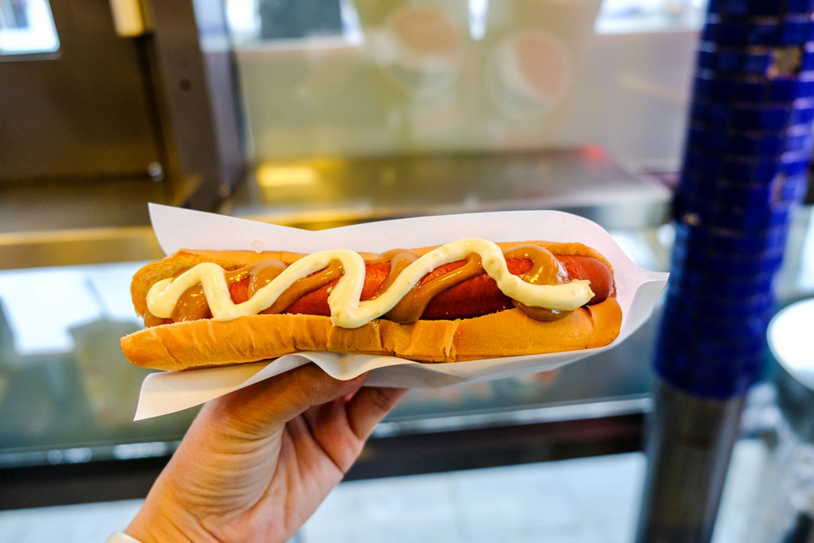 Traditional Icelandic food. A Icelandic Hot Dog with everything.
