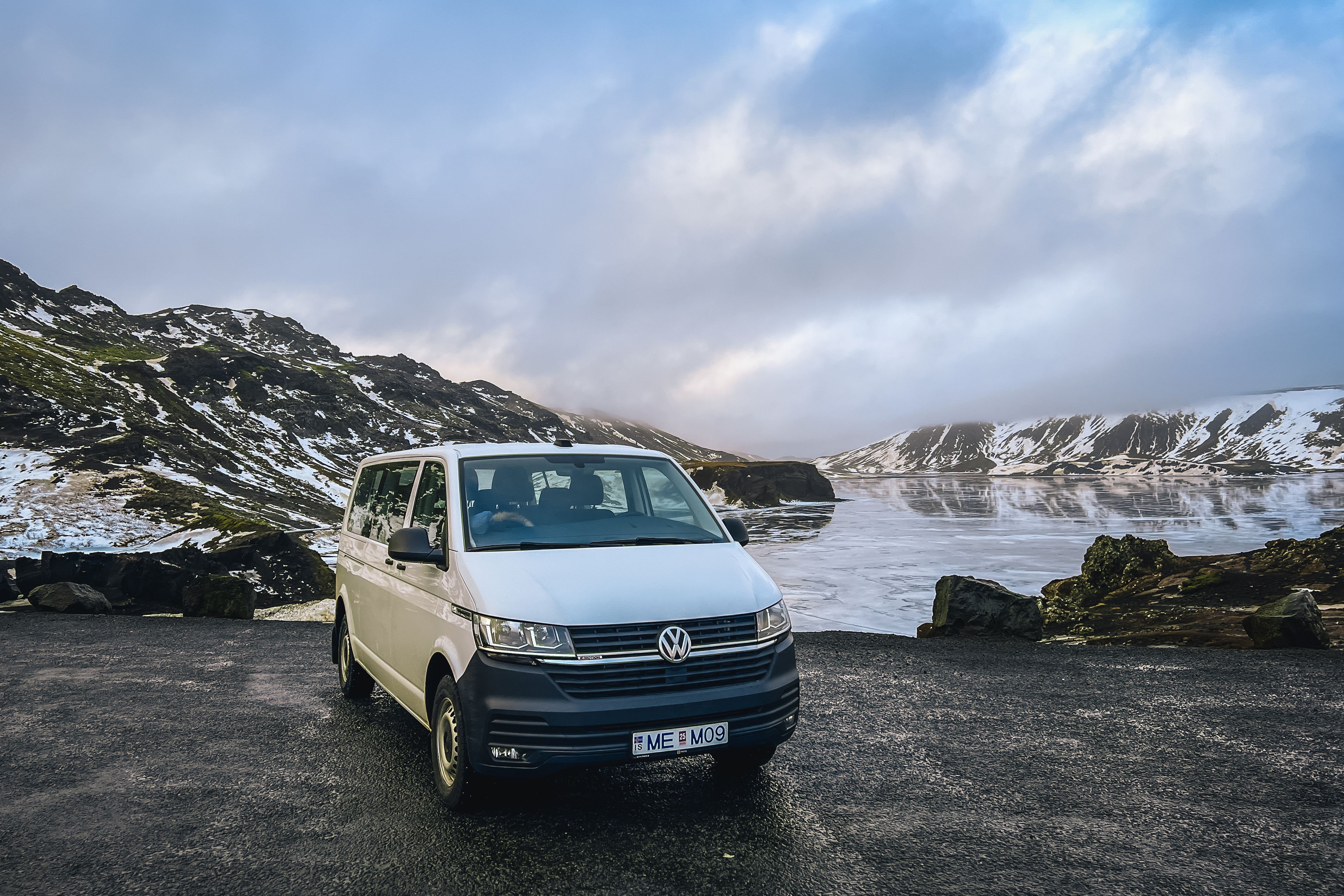 A minivan for 8 people parked in Iceland