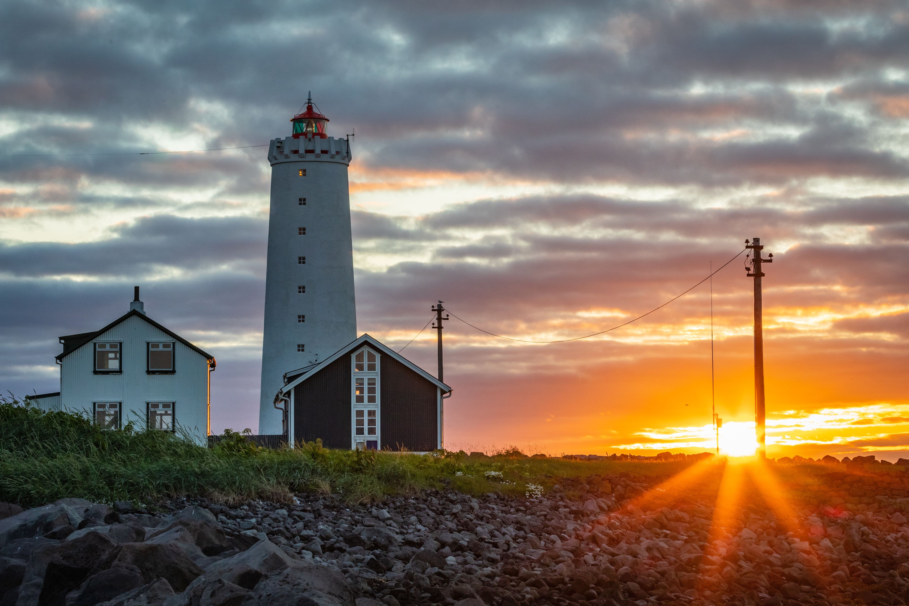 Lighthouse at sunset, Iceland