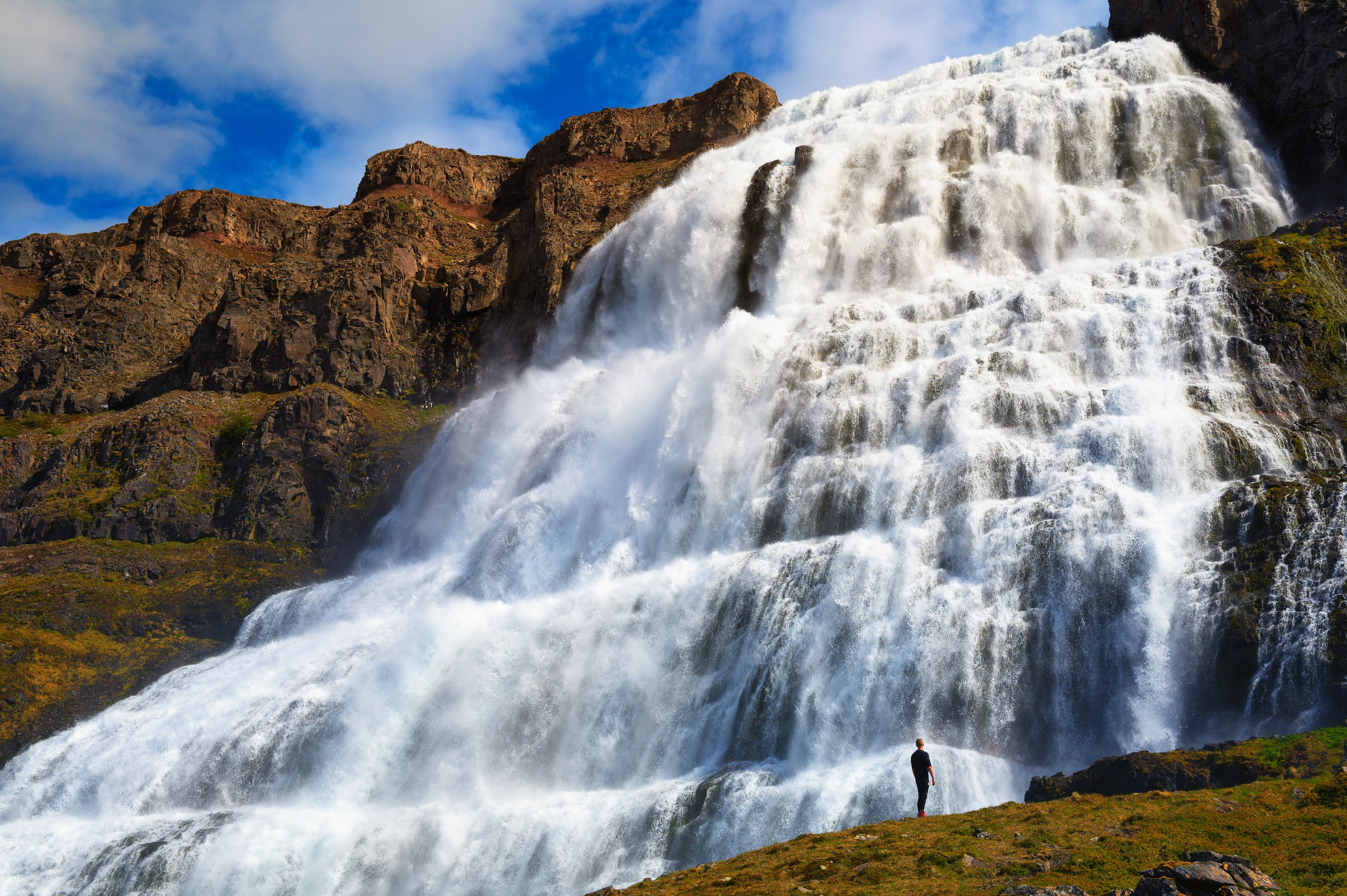 Panoramic view of Dynjandi Waterfall