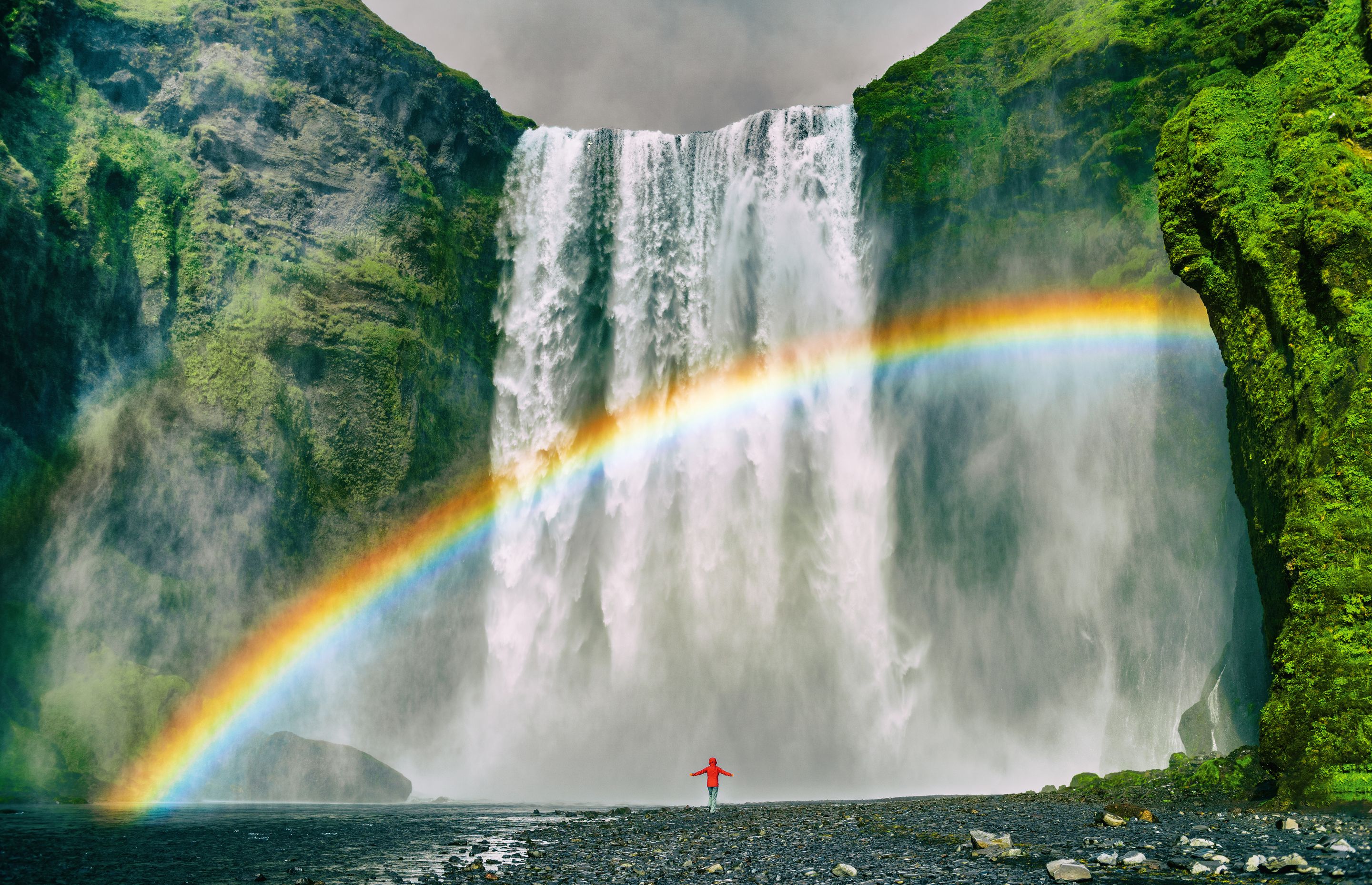 Fabulous landscape of a waterfall in Iceland