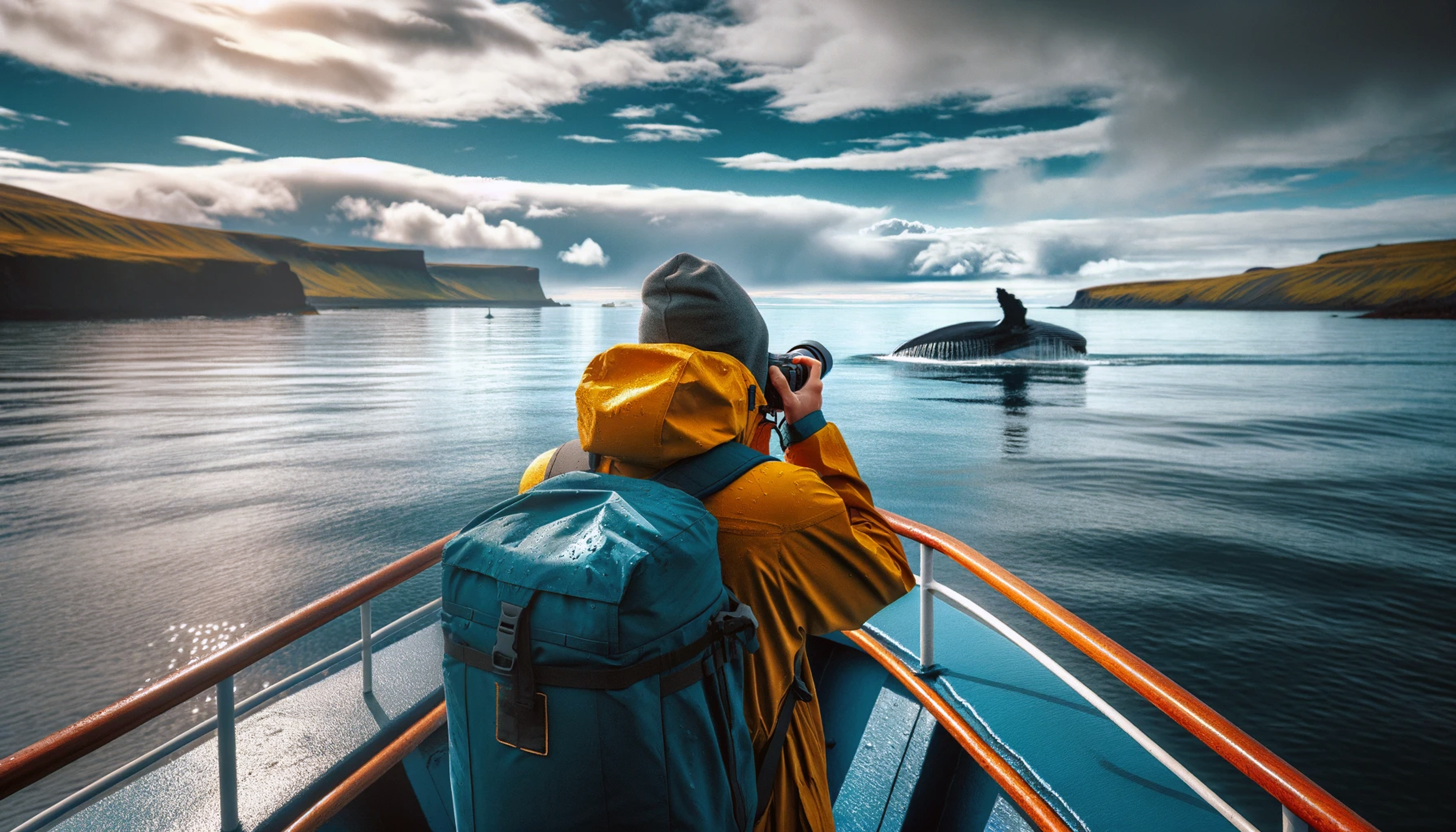 finding a sperm whales on a boat tour in the icelandic waters in a summer trip
