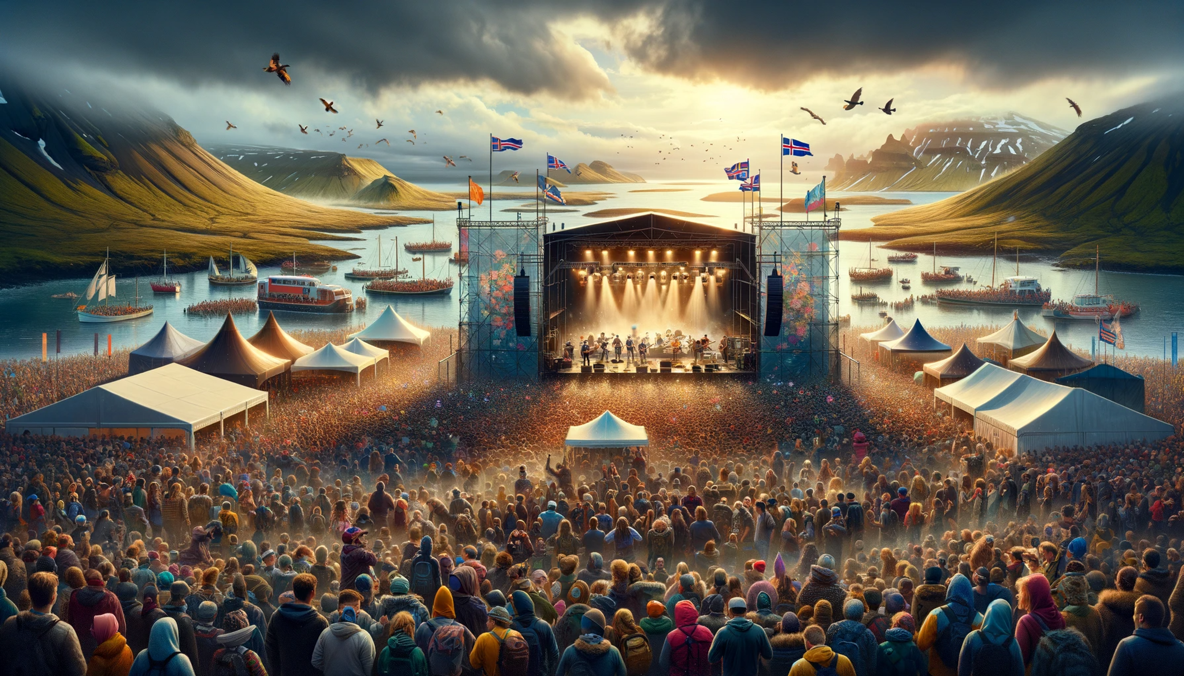 Icelandic music festival in July during the warmest and driest months of the year.