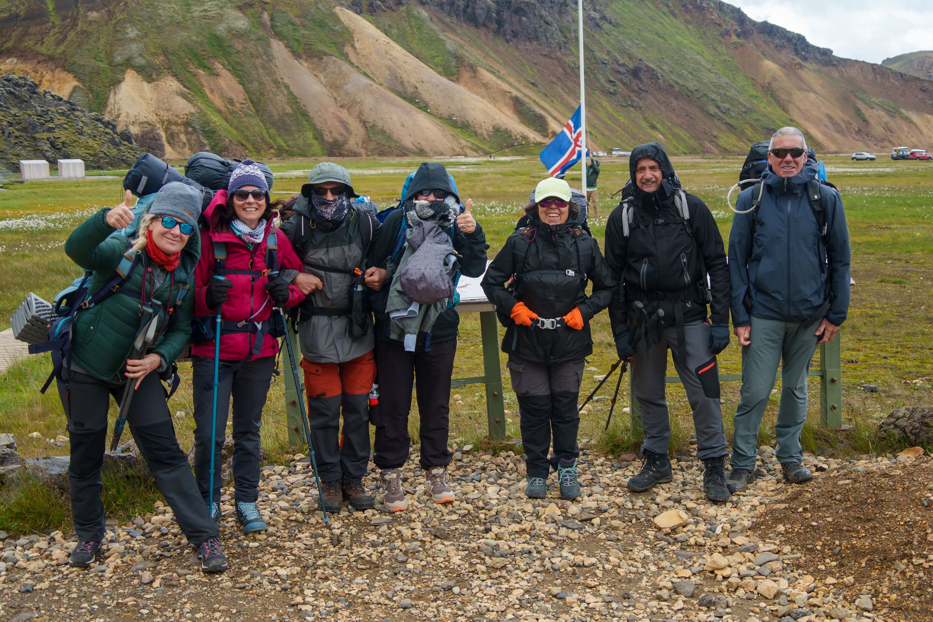 Hikers in Iceland before they start walking