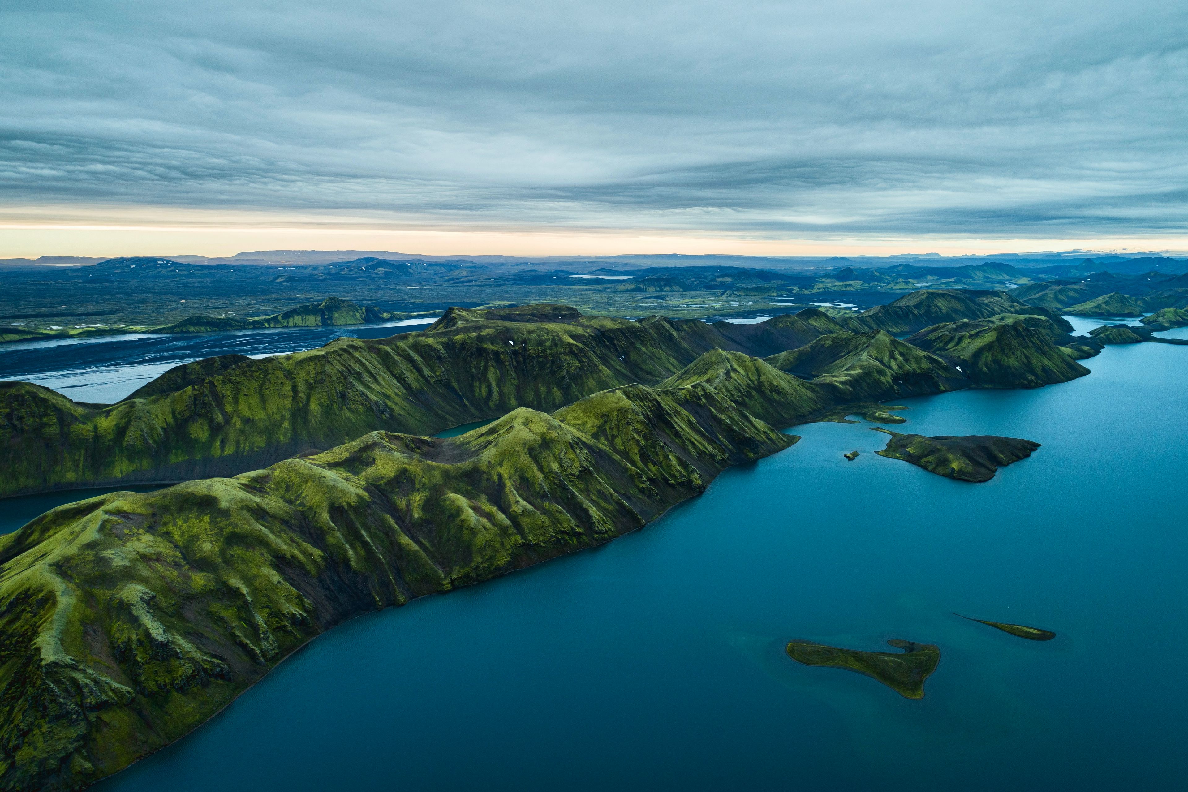 Areal view of Langisjor lake in Iceland 