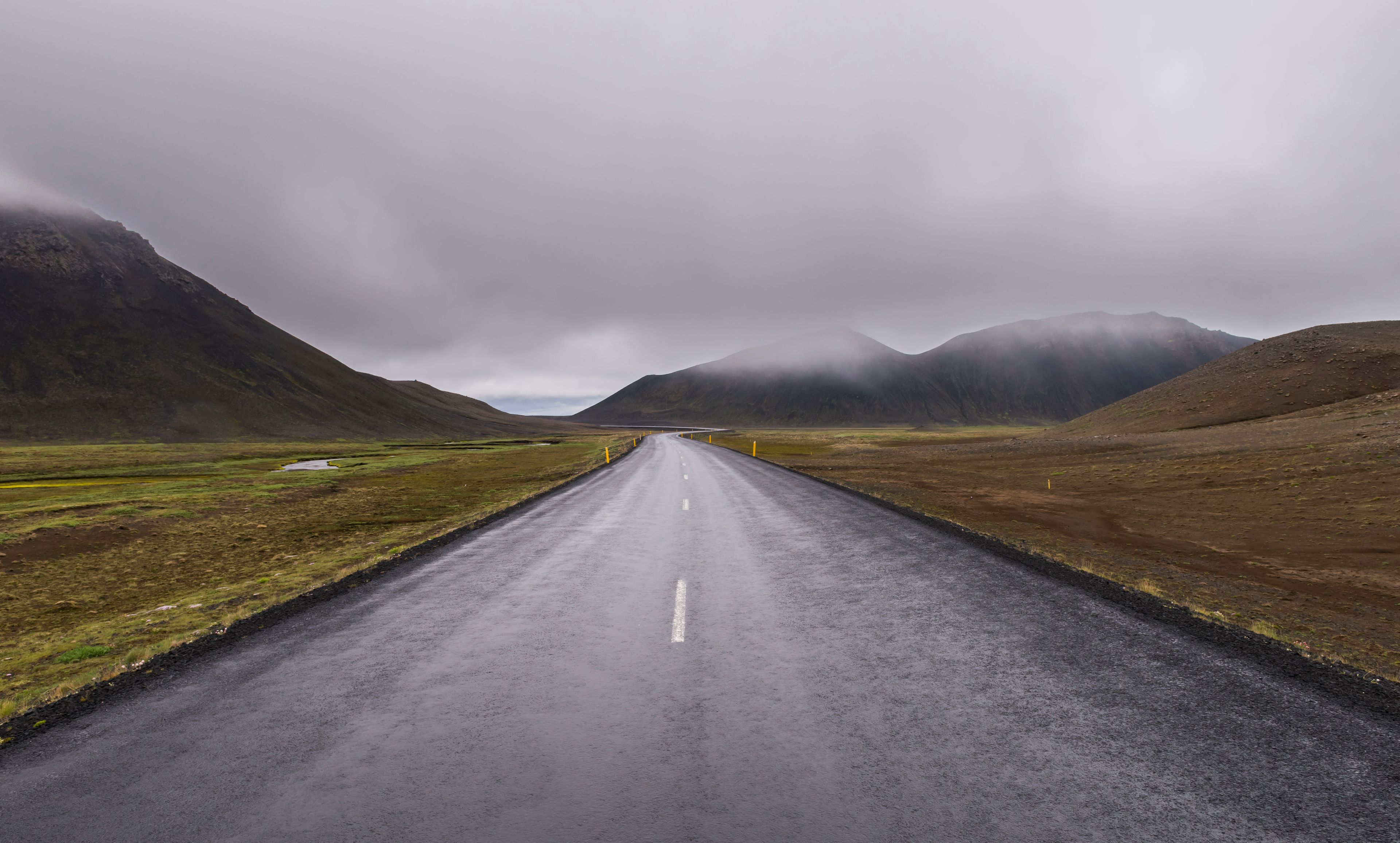 Rainy road in Iceland