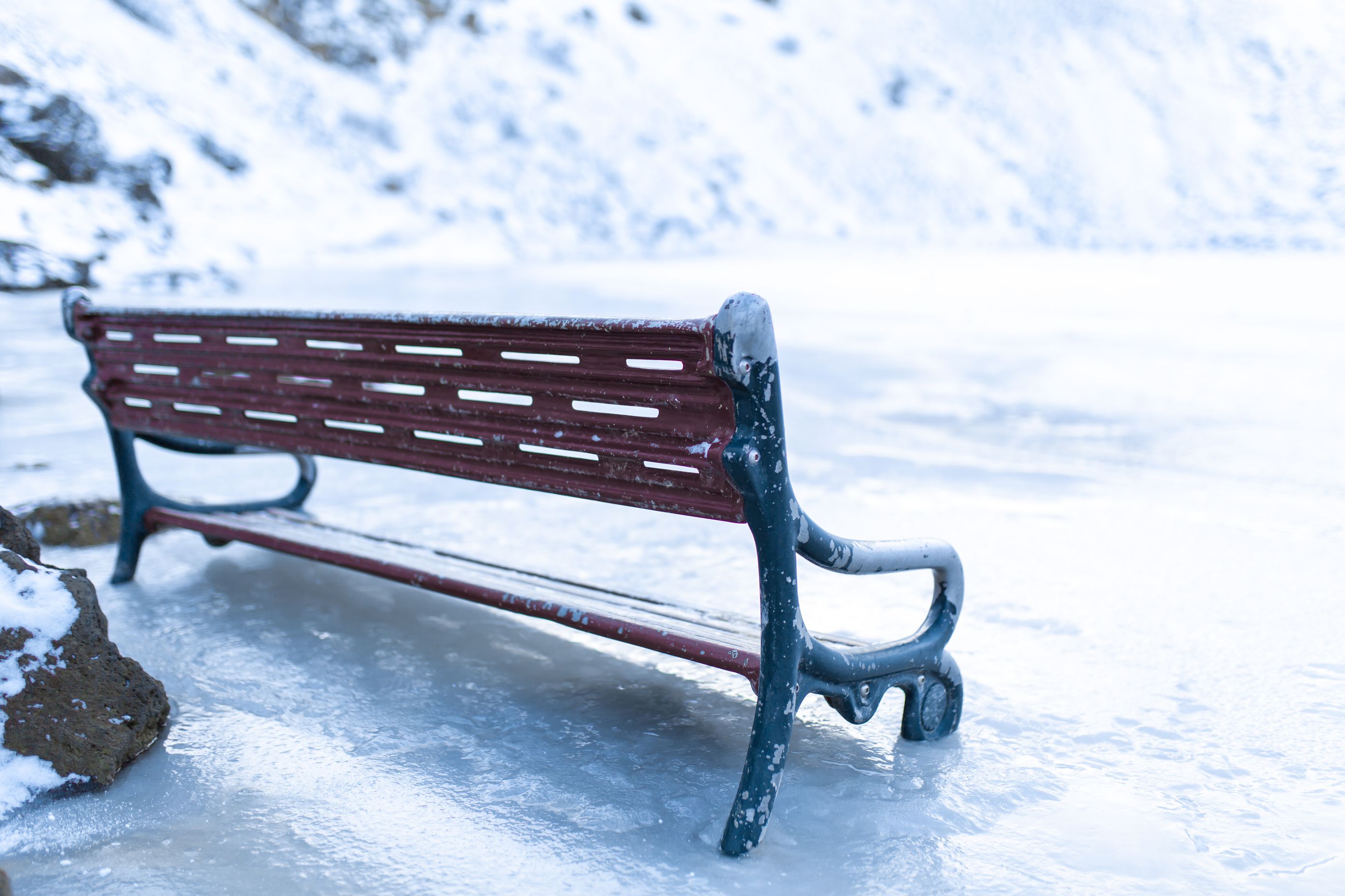 Bench completely frozen 