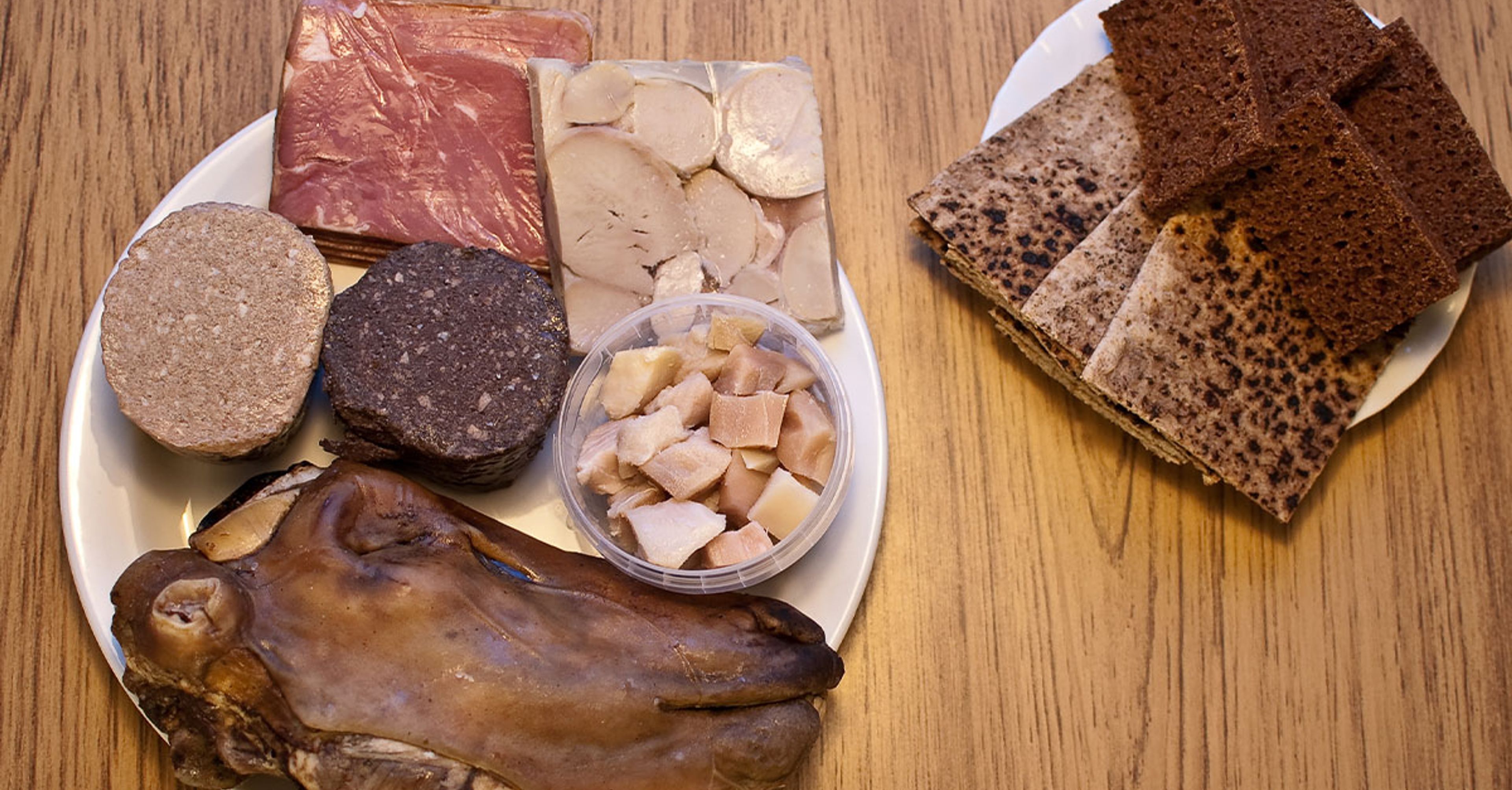 Thorrablot in Iceland food in Iceland. Sheep head, shark and more.