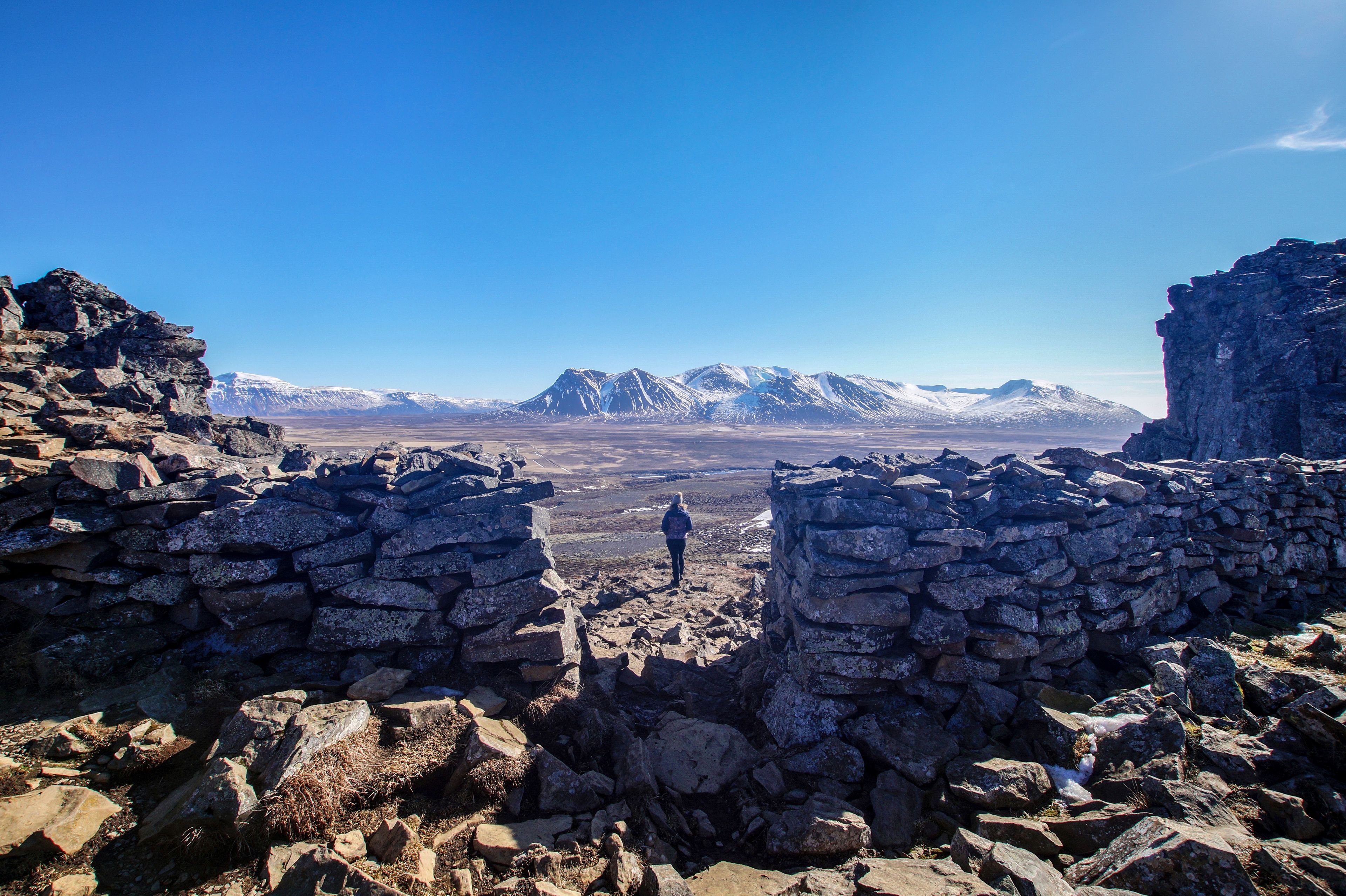 The ruins of the viking fortress Borgarvirki in Iceland