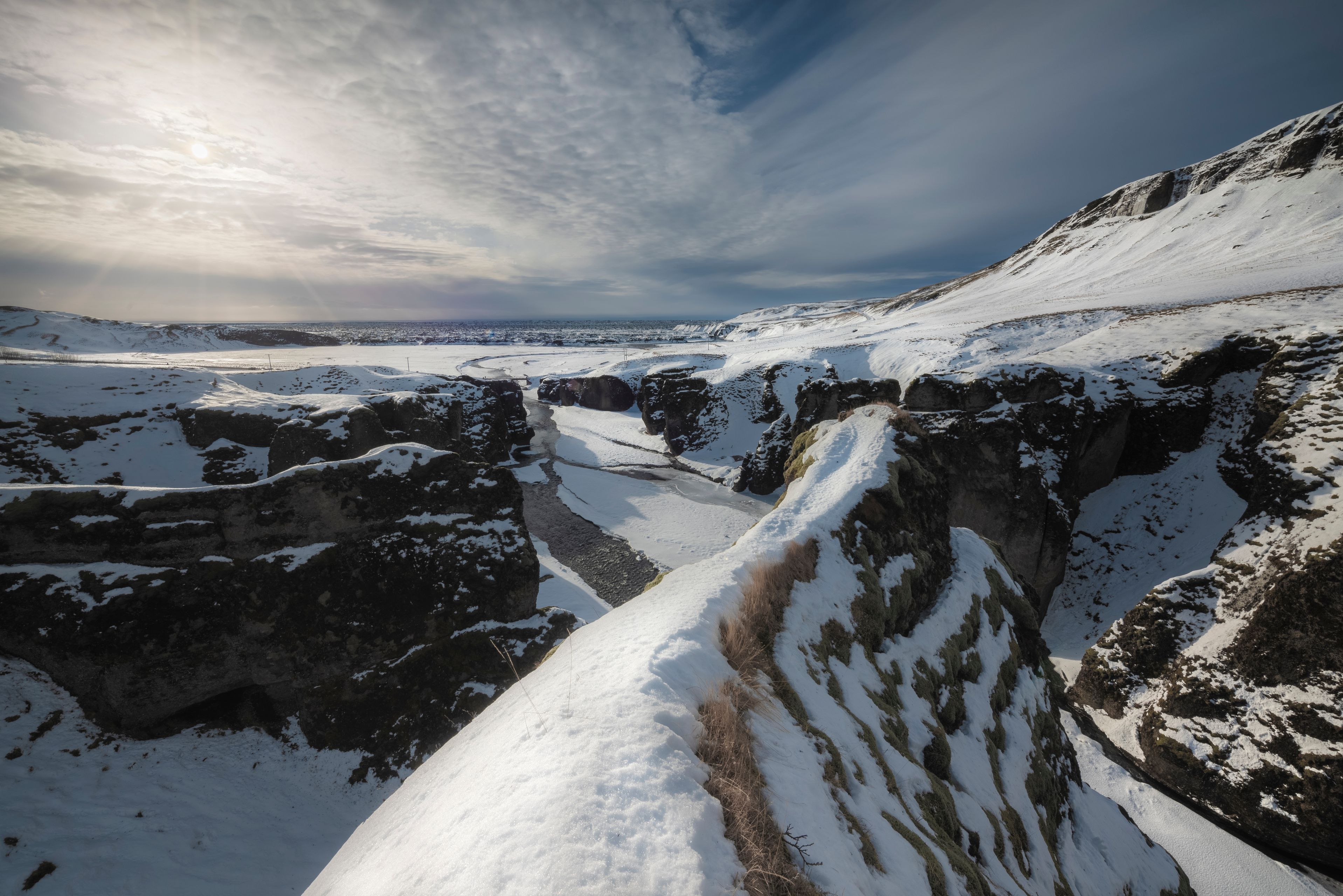 Fjaðrárgljúfur all covered in snow