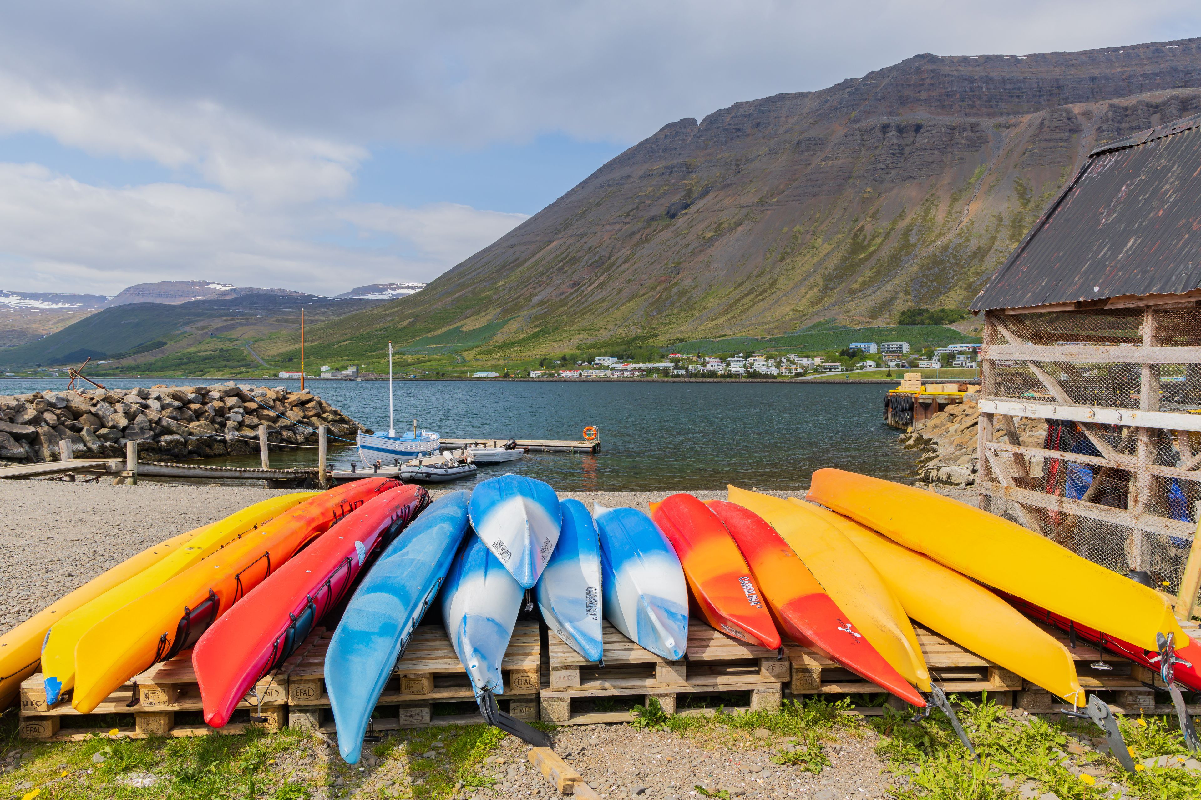 Kayaks in the Ísafjörður harbor