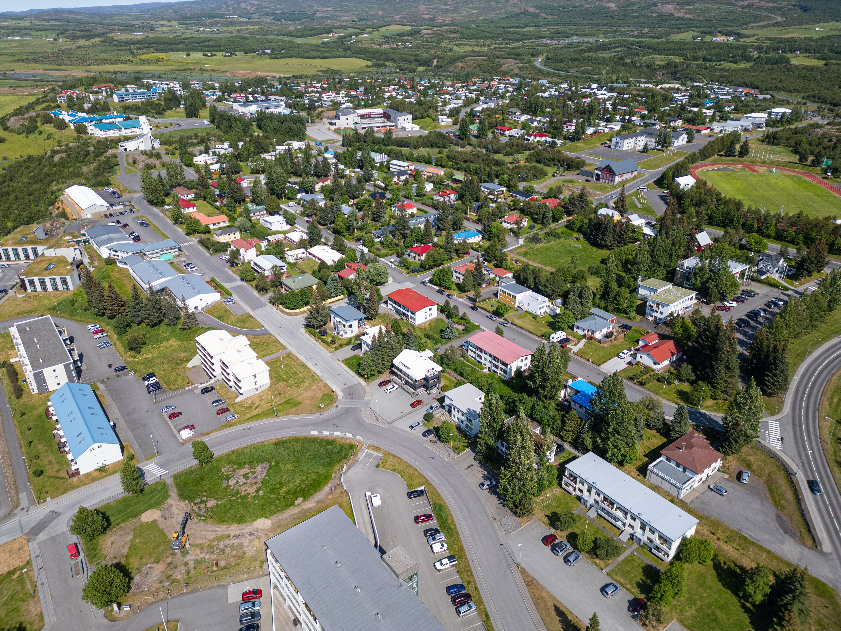 Aerial view of Egilsstadir in Iceland