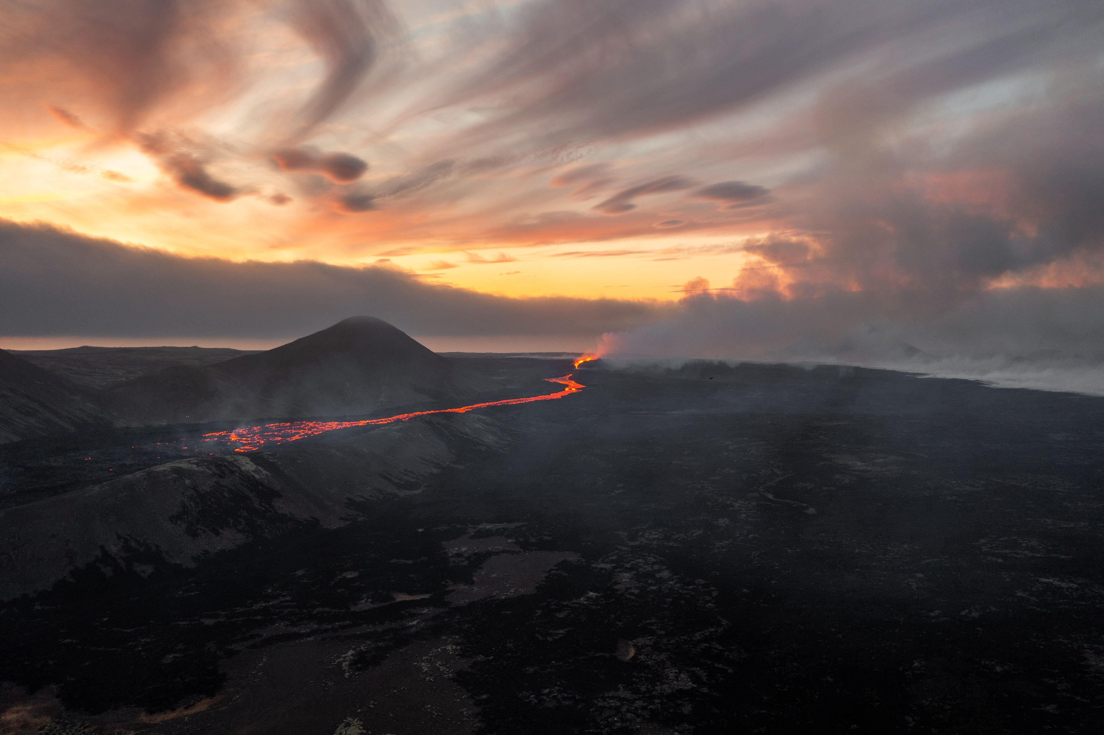 Aerial of Litli-Hrútur Volcano