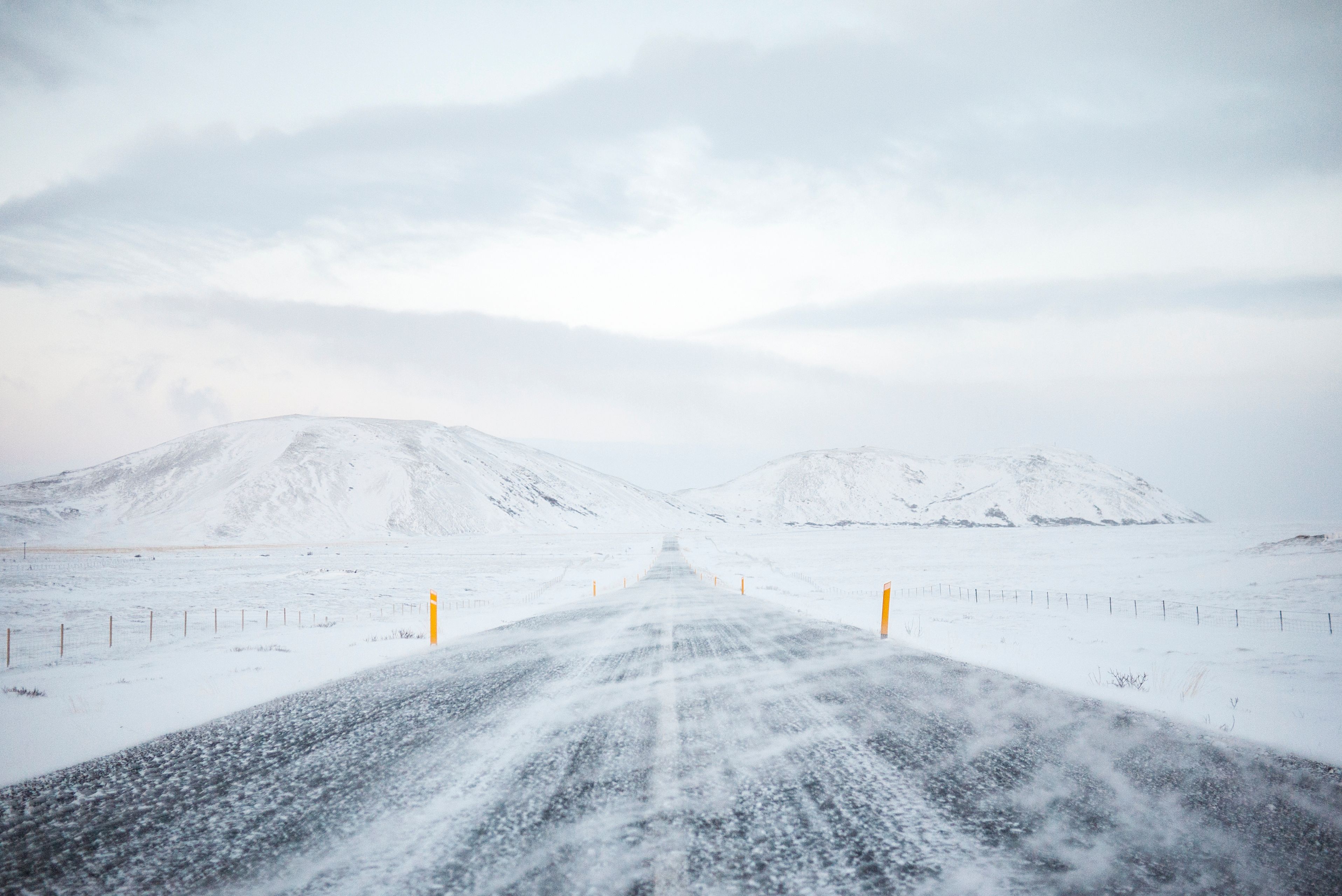 Snow road in Iceland 