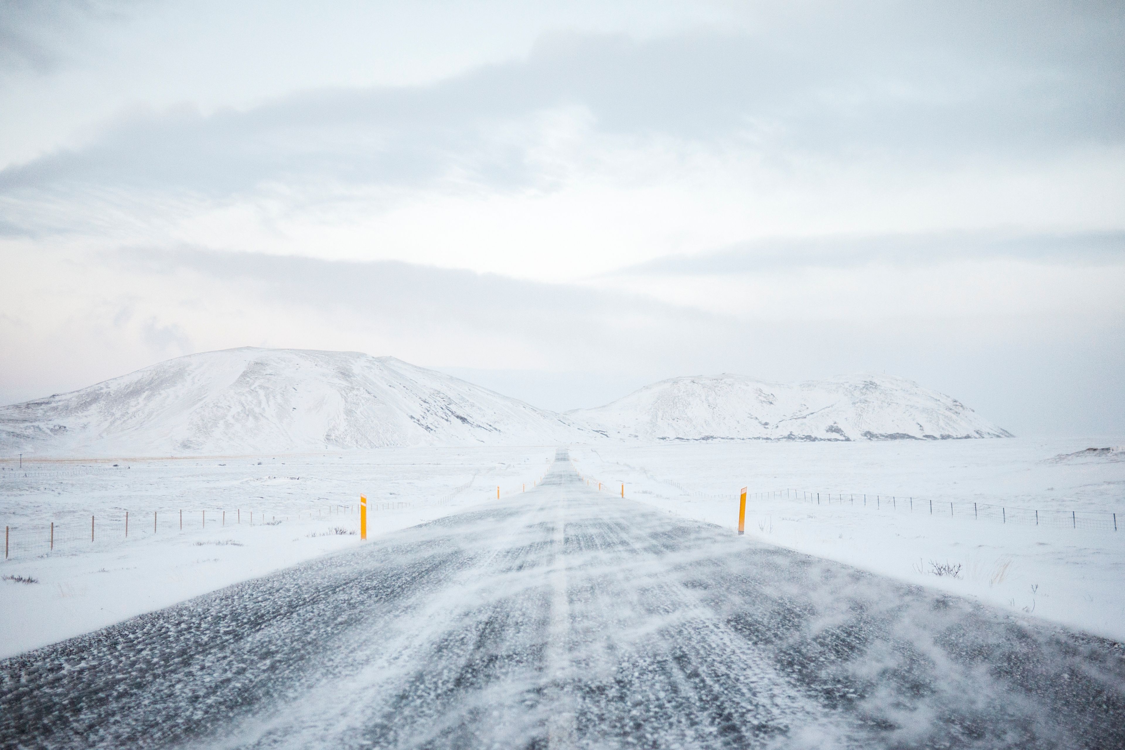 Snow road in Iceland 