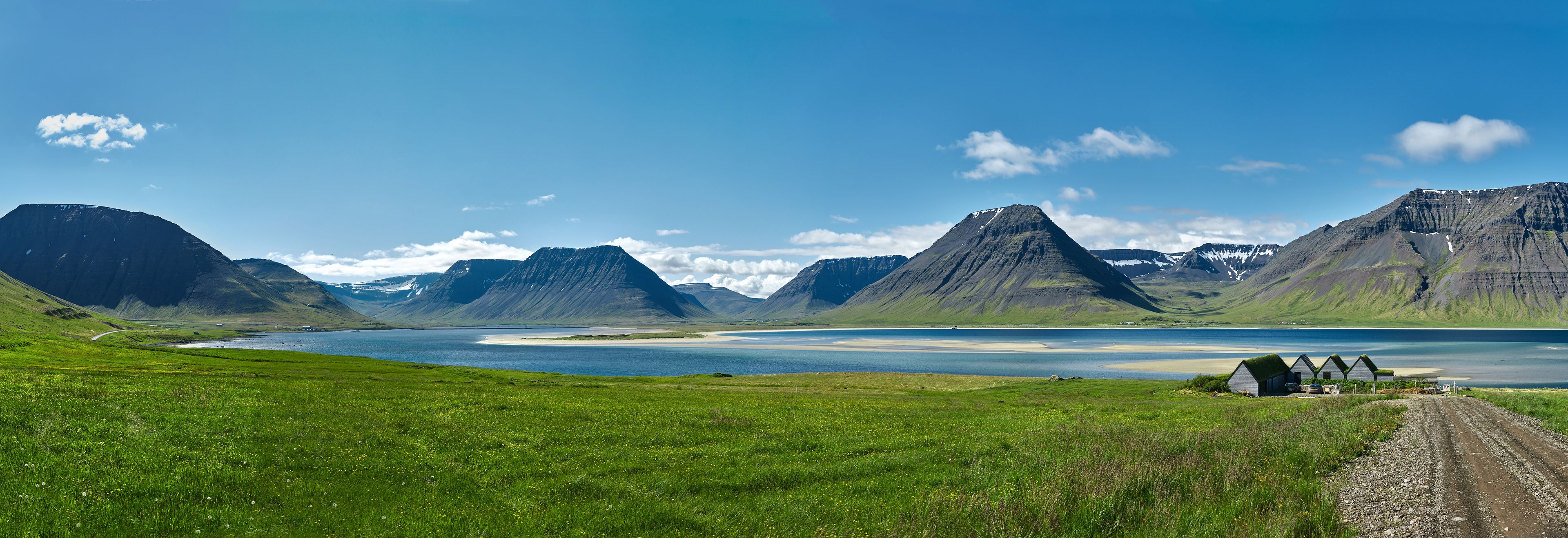 Houses and lanscape in northwest Iceland