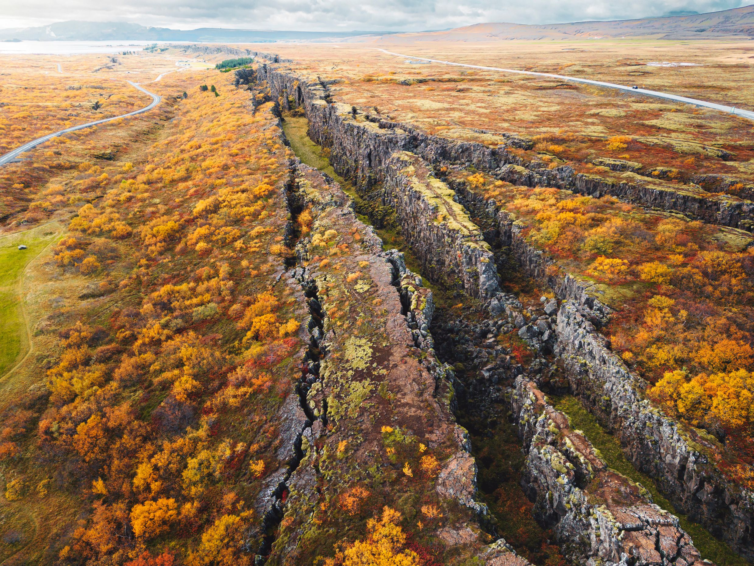 Pingvellir canyon, where two tectonic plates collided