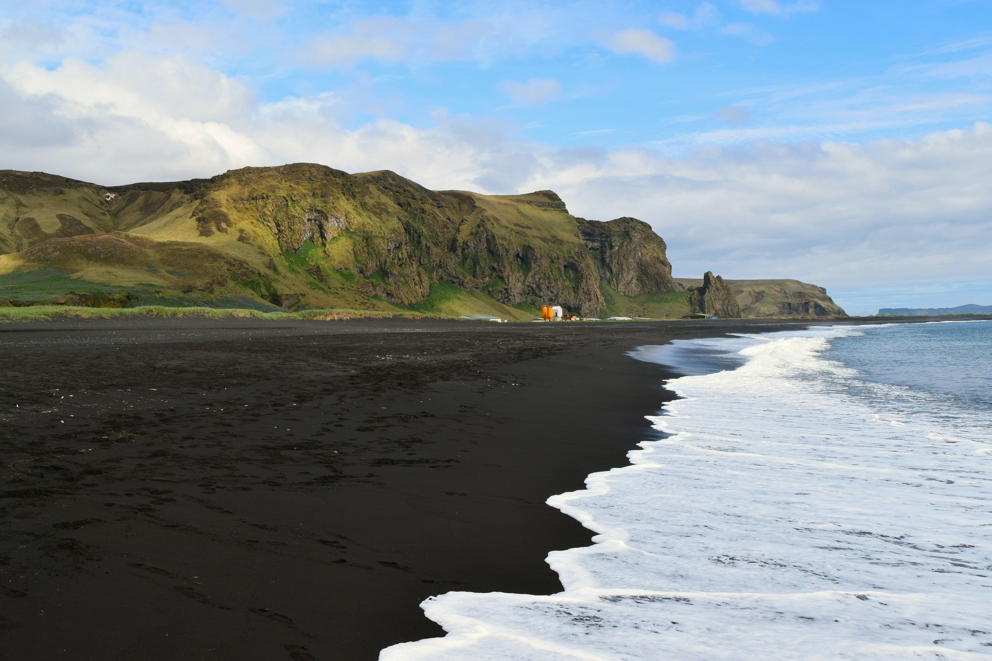 Reynisfjara black sand beach iceland nearby village called vik on the south coast