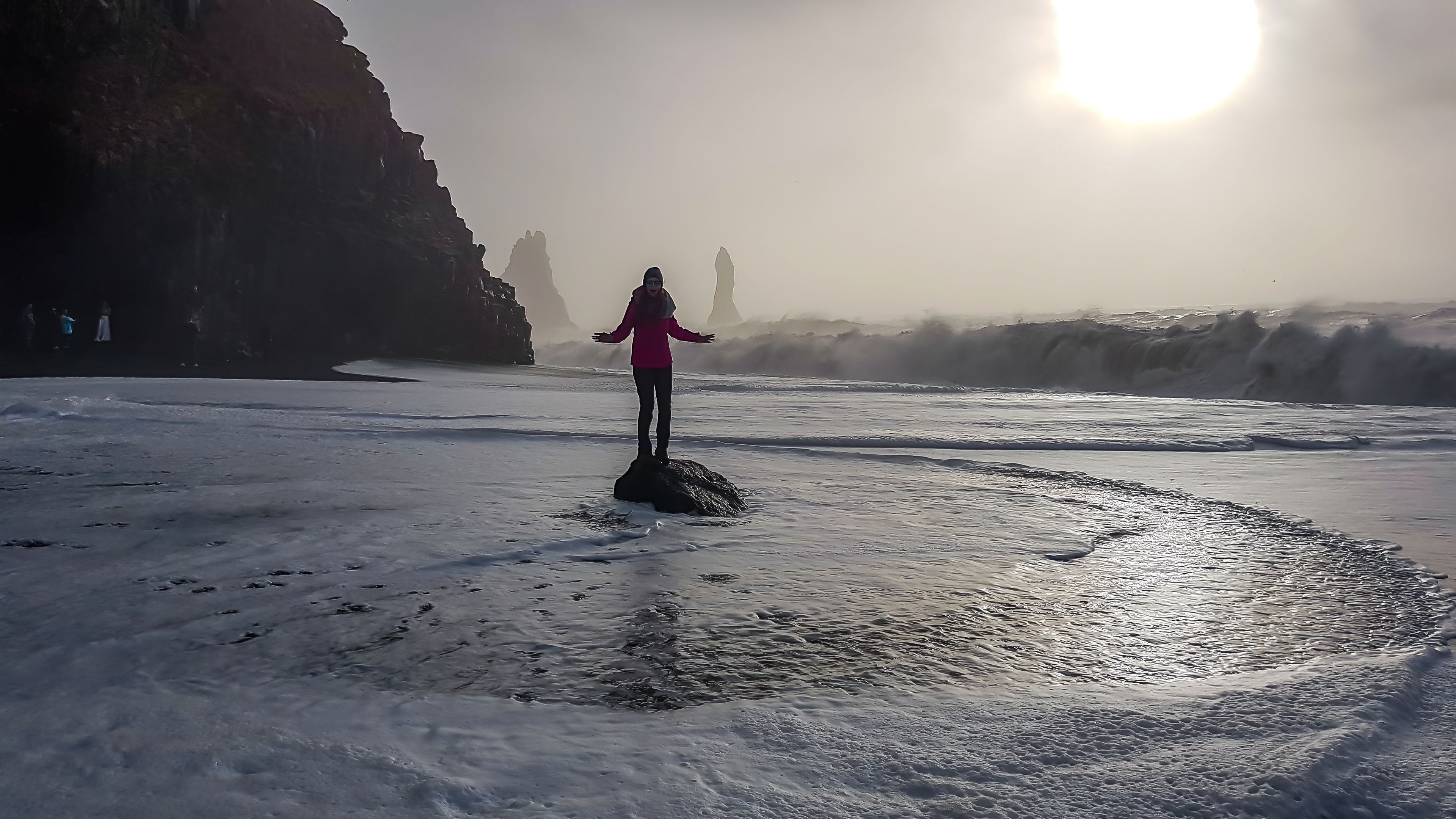 out exploring in the stormy weather of iceland