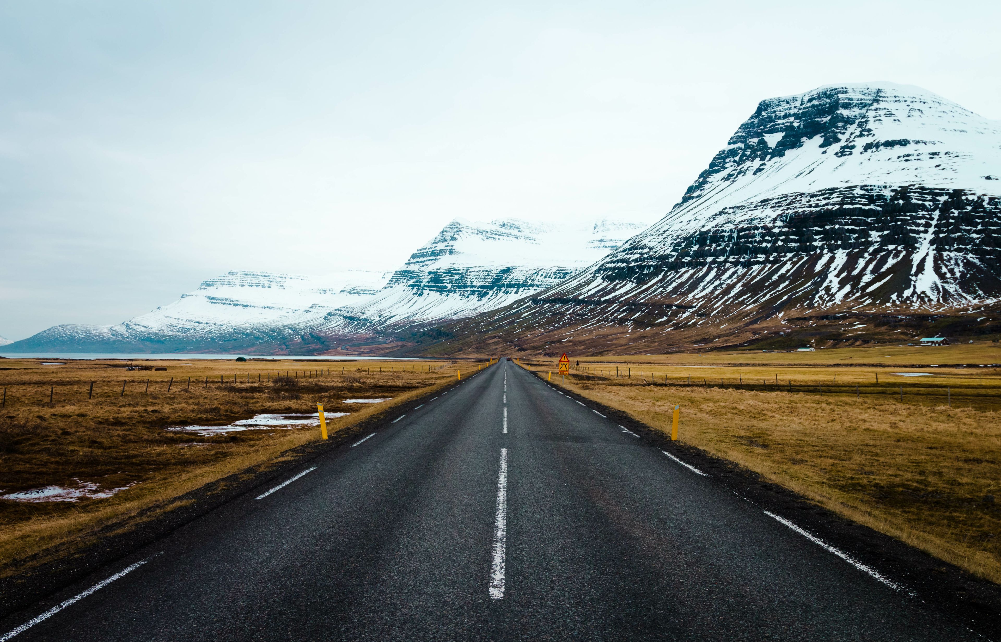 Ring Road passing through snowy mountains