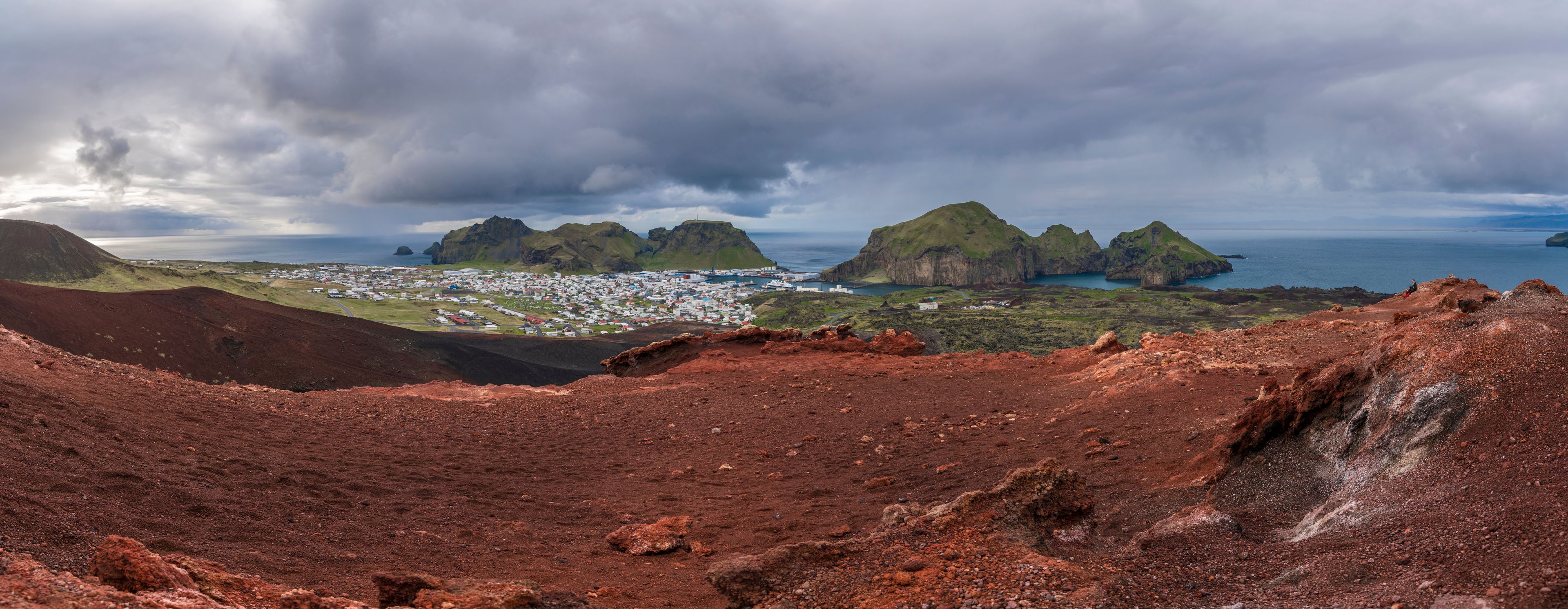 Panorama of Heimaey, Westman Islands, Iceland