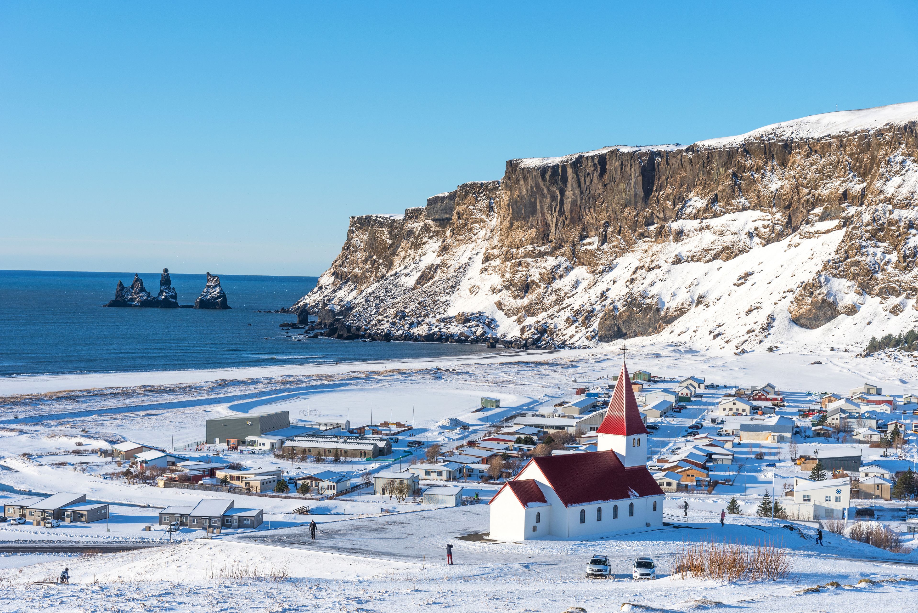 Vik covered in snow