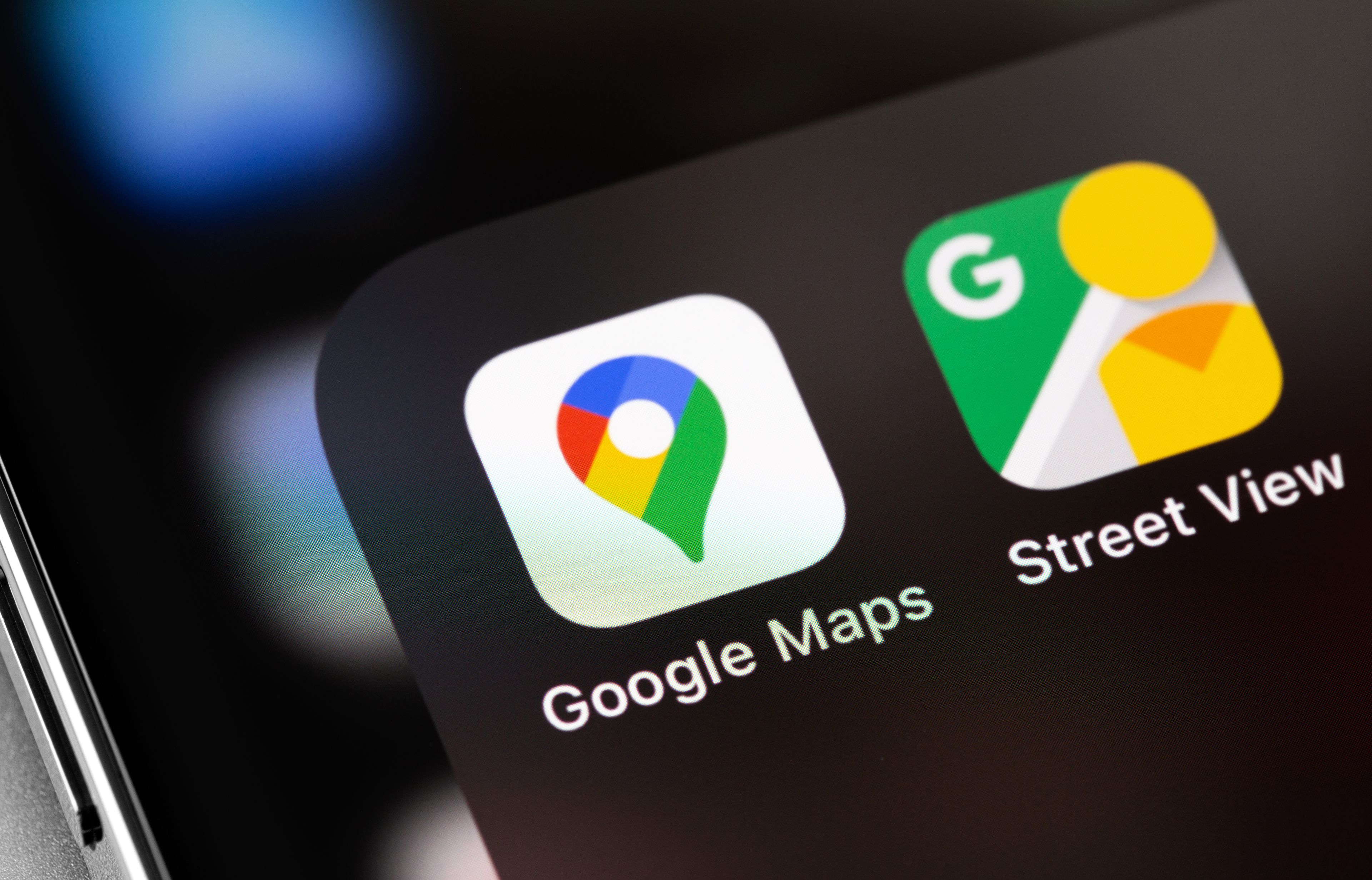 Google maps and street view icons on a phone