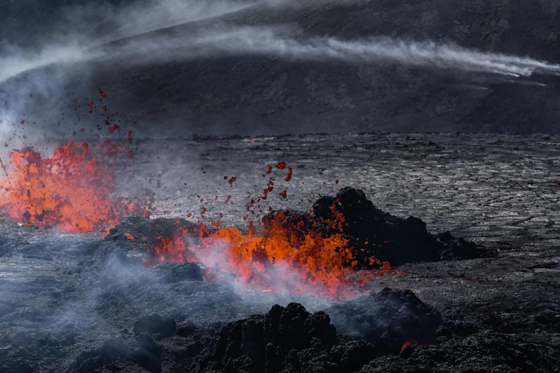 Beautiful picture of fresh lava from the Fagradalsfjall volcano in South West of Iceland