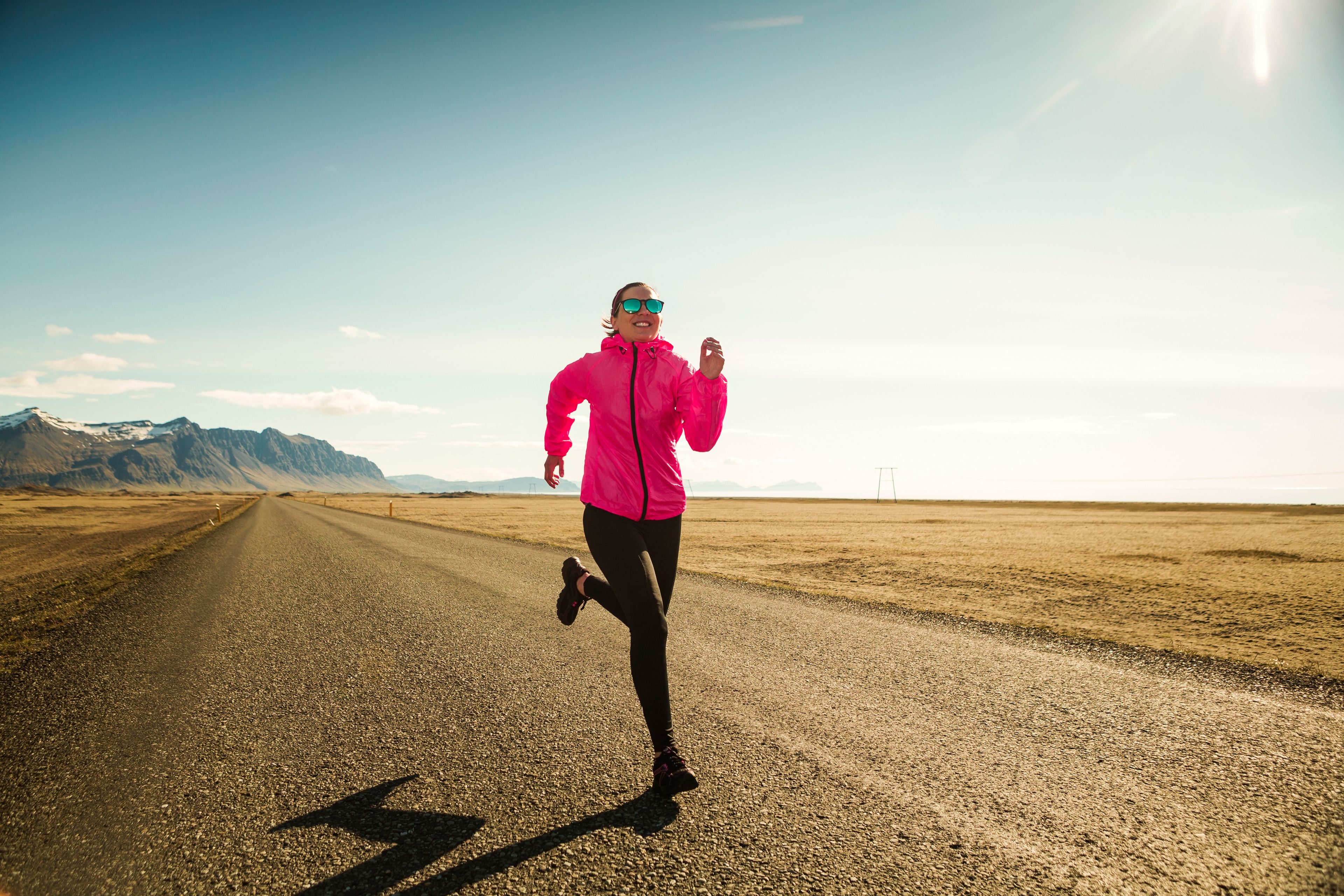 Girl running in Iceland