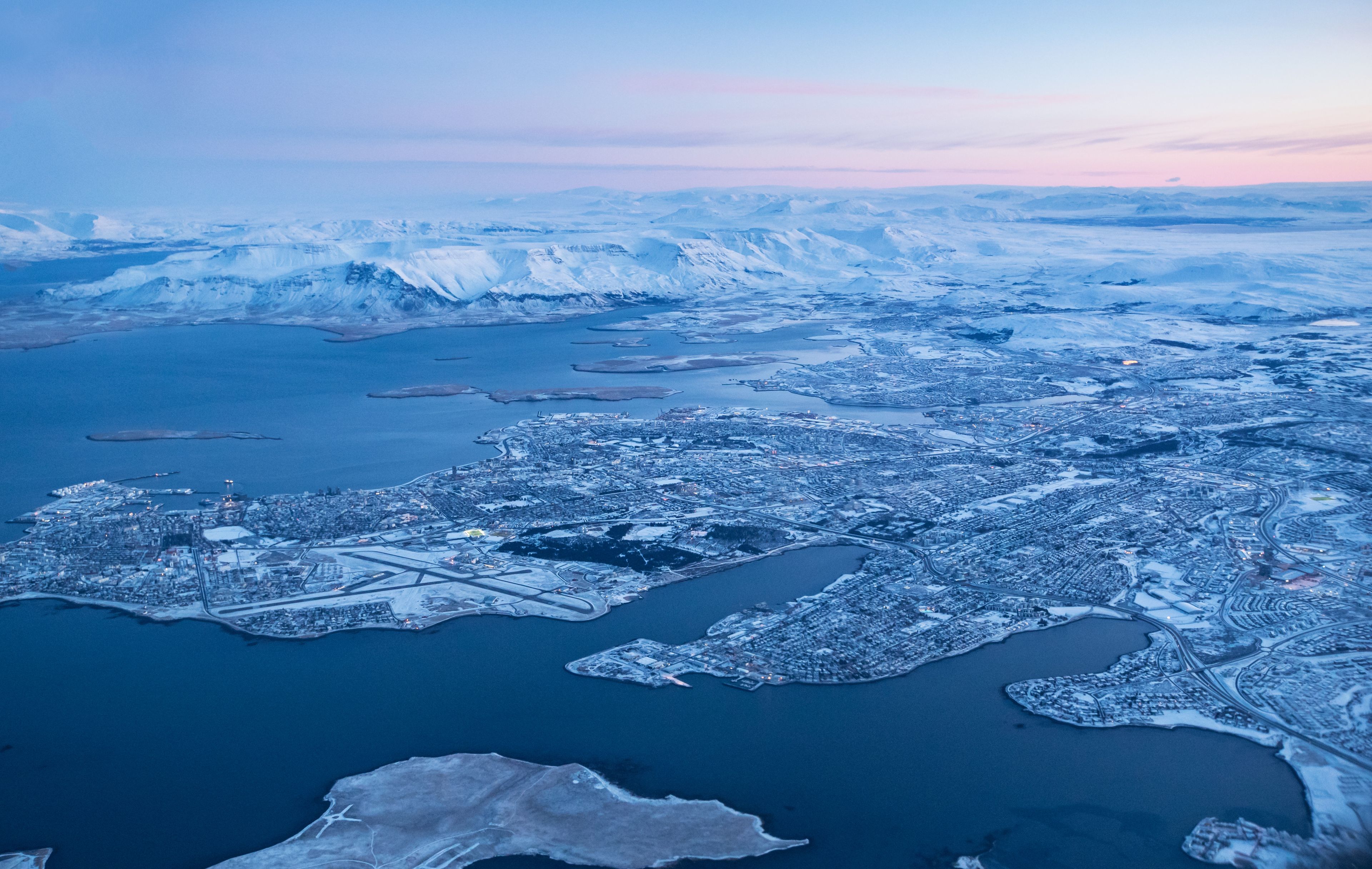 Aerial view of Keflavik from an airplane