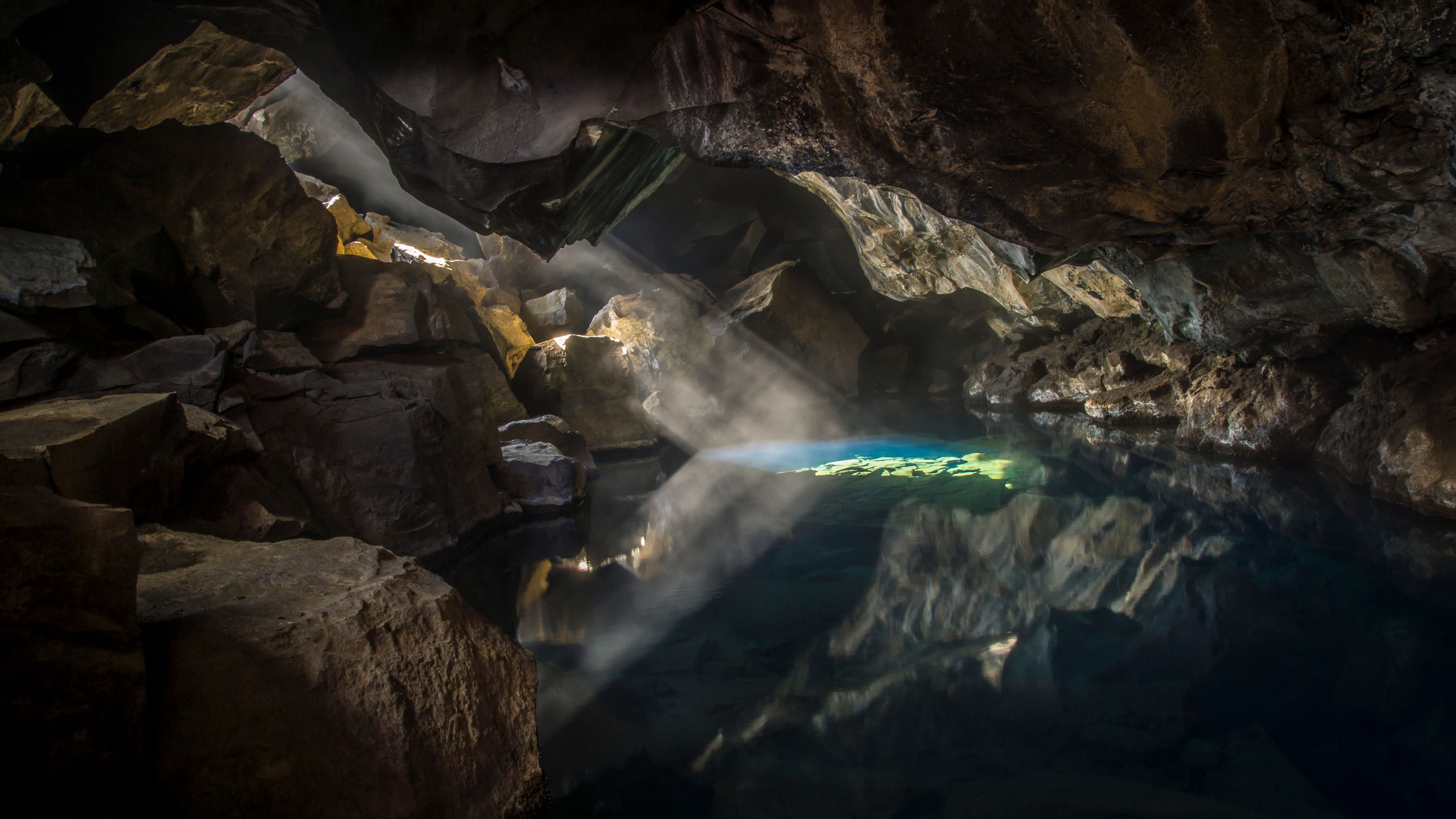 Grjótagjá Cave in the dark