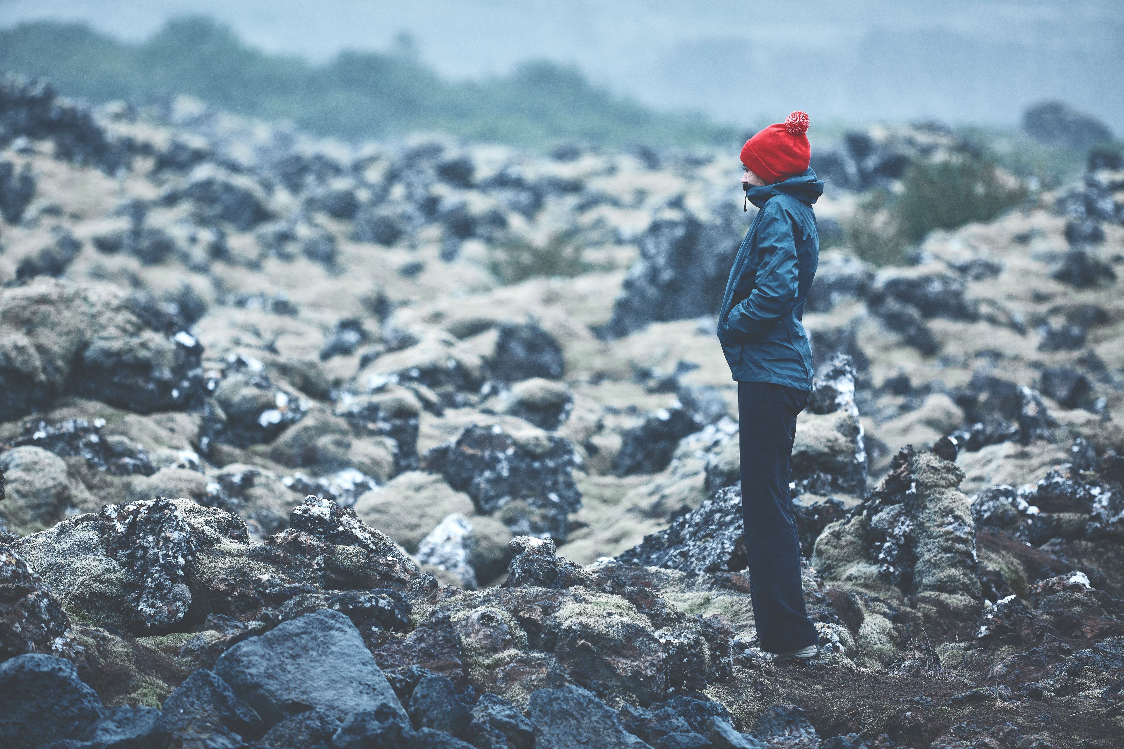 Woman in waterproof clothing in Iceland