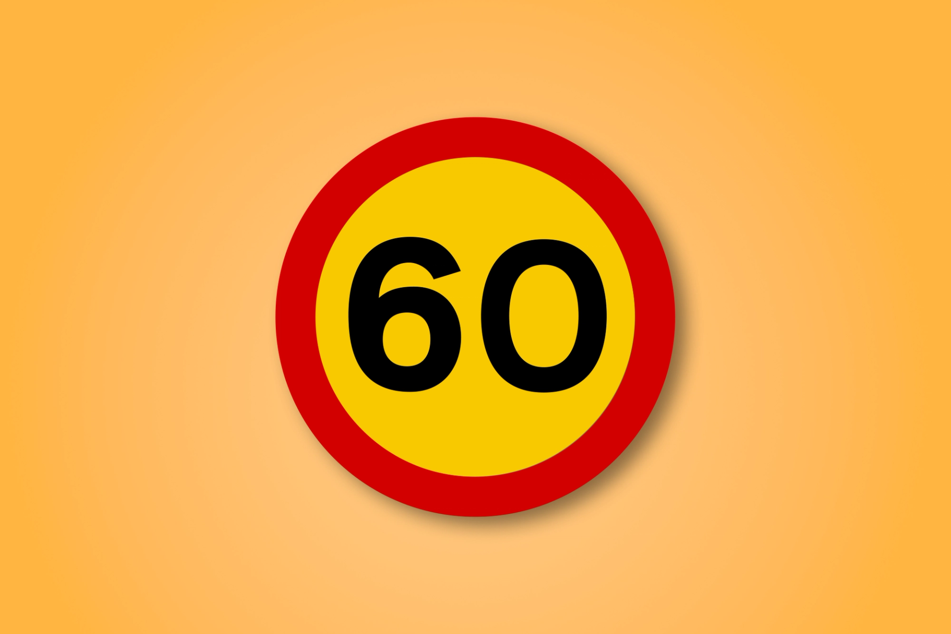 Red and yellow circle road sign with the number 60 in the middle. This road sign means the Speed limit is 60.