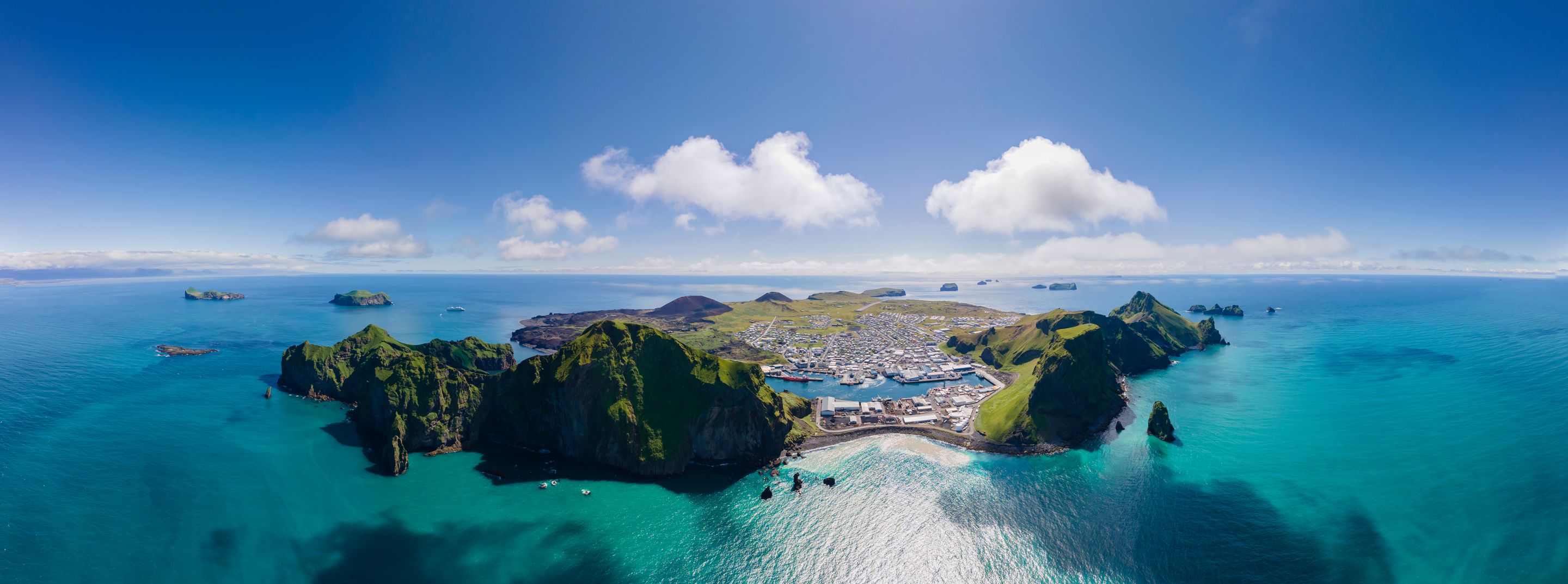 Panoramic aerial view of the Westman Islands