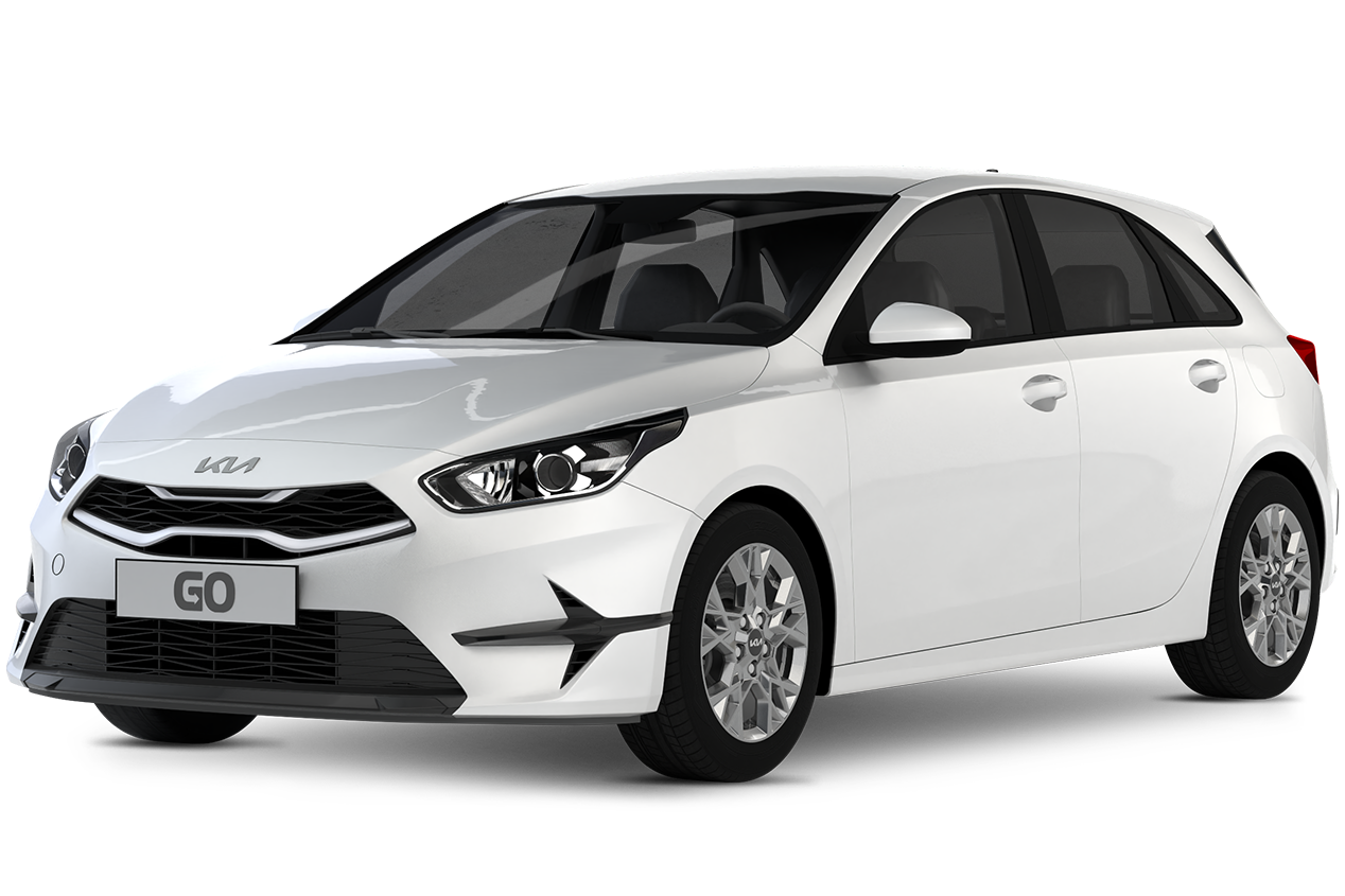 Kia Ceed bílaleigubíll með gegnsæjum bakgrunni.