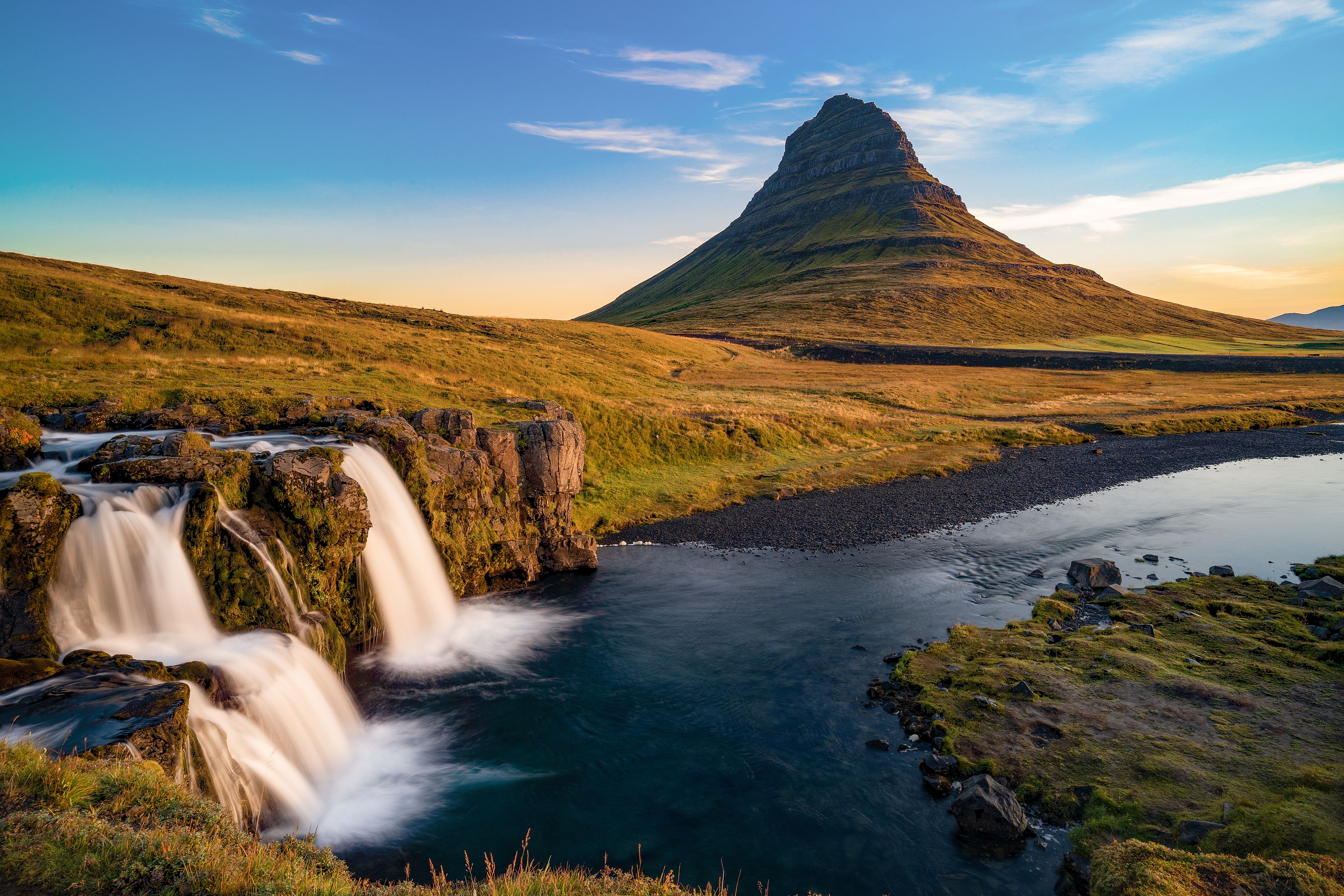 Kirkjufell Mountain and Kirkjufellsfoss Waterfall 