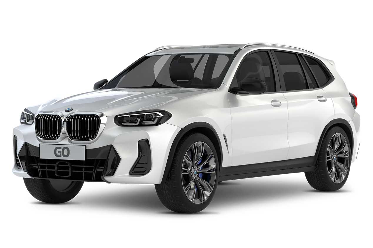 Hágæða hvítur BMW X3 bílaleigubíll