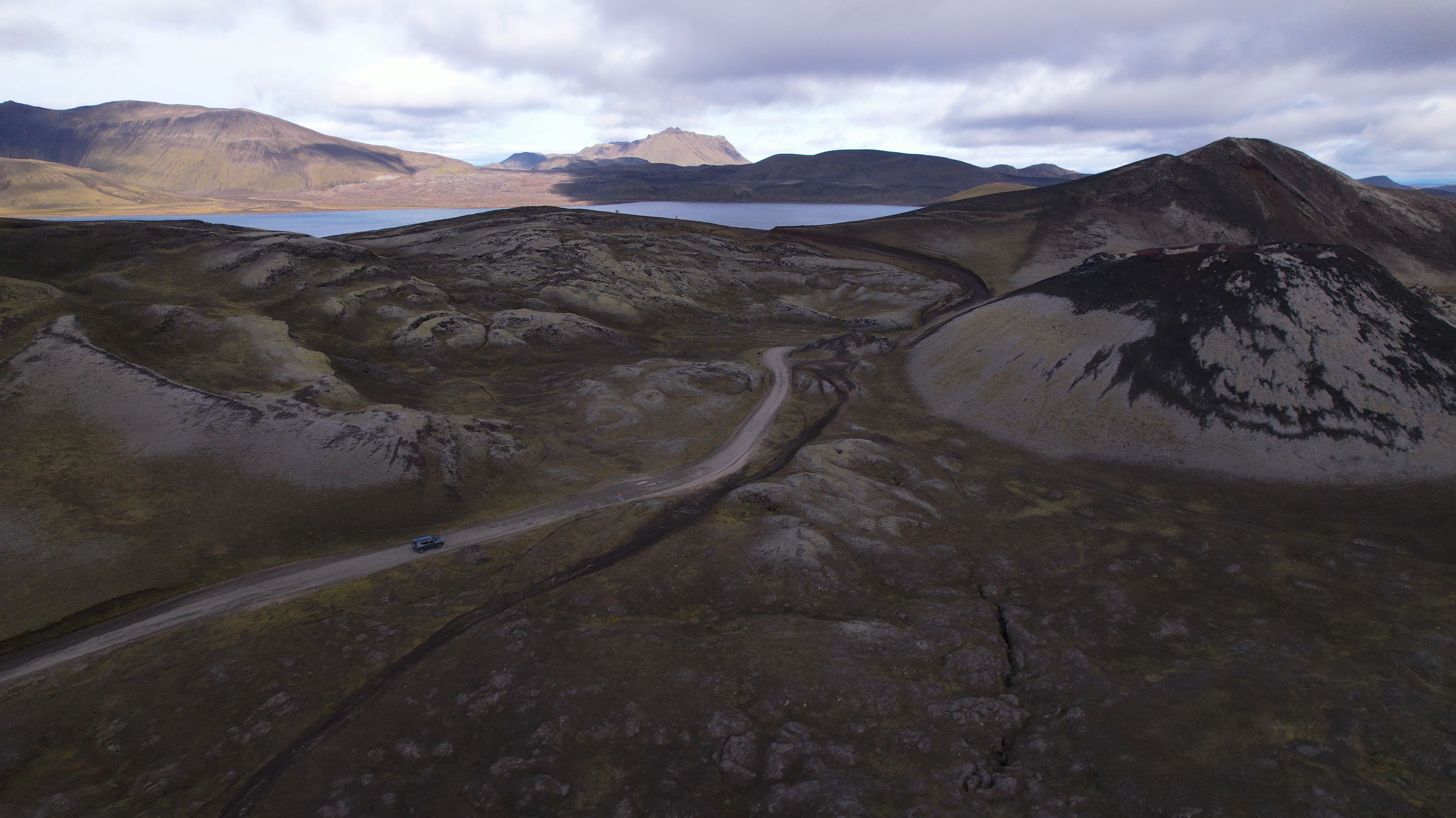 Aerial of an F-road in Iceland