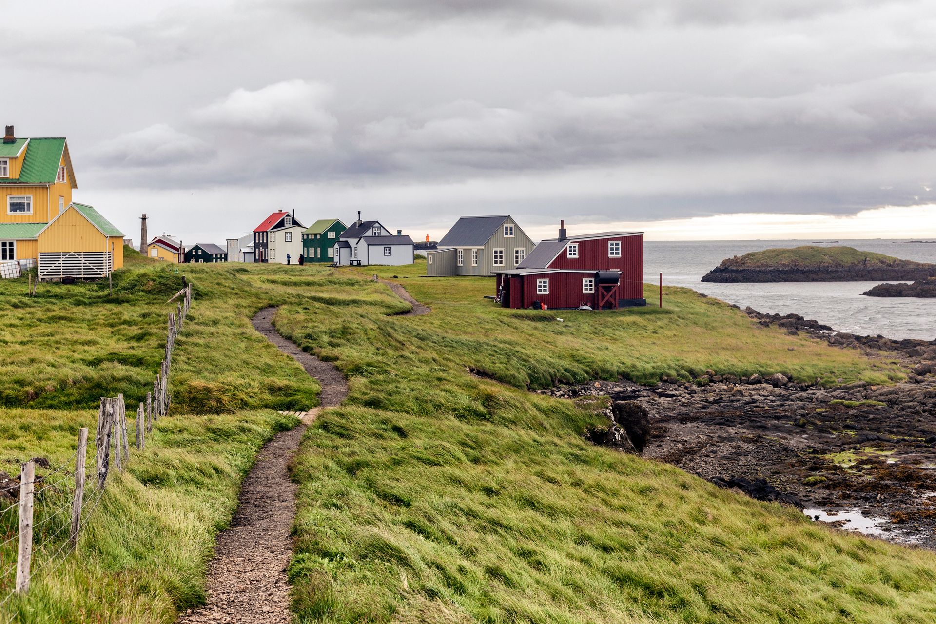 Hhouses on Flatey island in Iceland