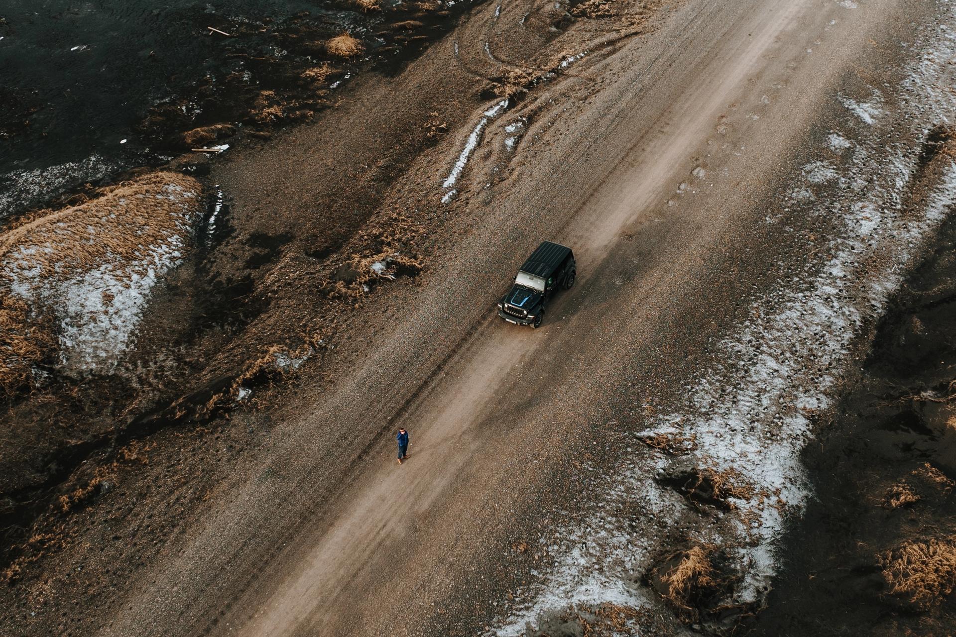 Areal view of an Icelandic F-road 