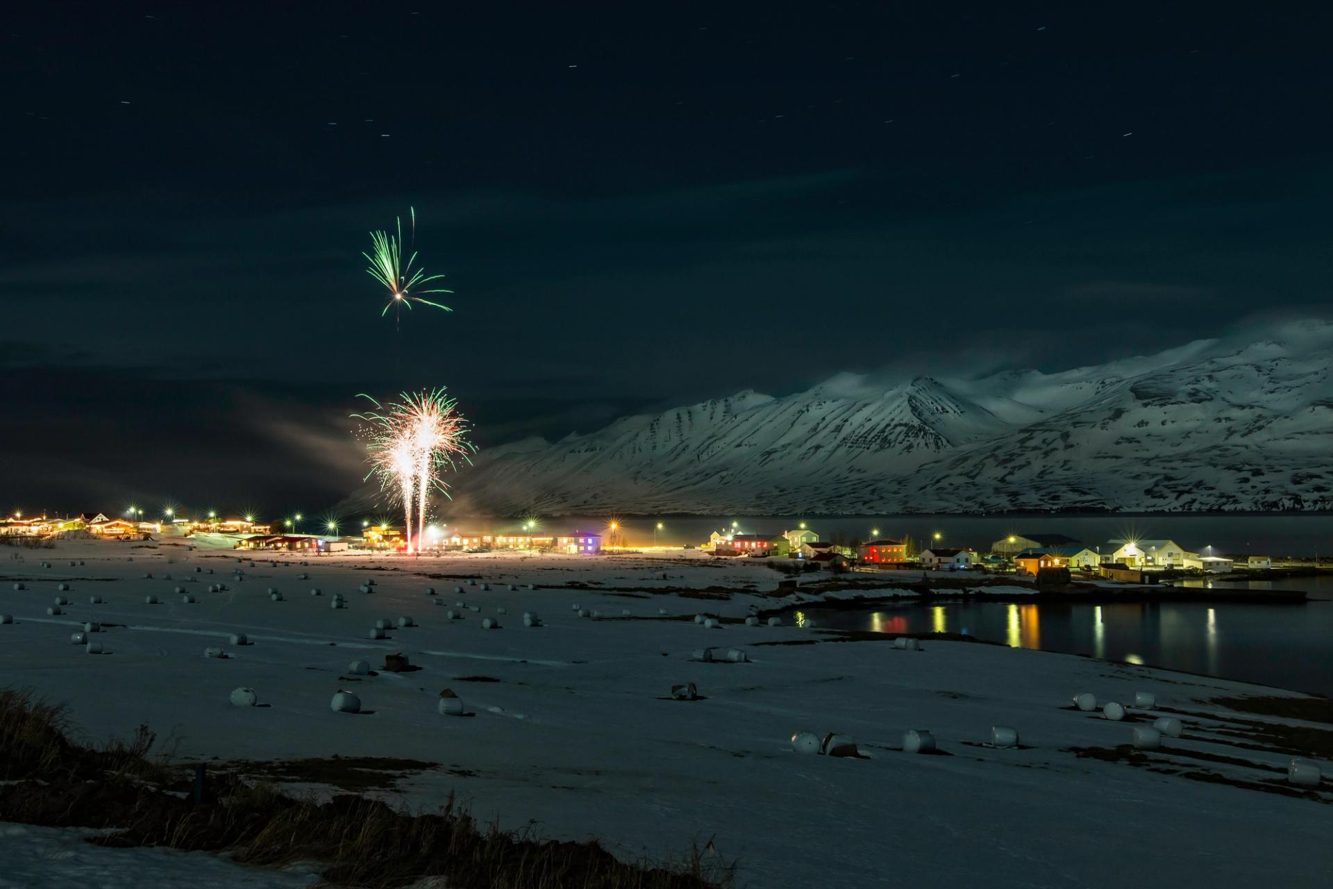 Winter night in iceland during 1st of January night 