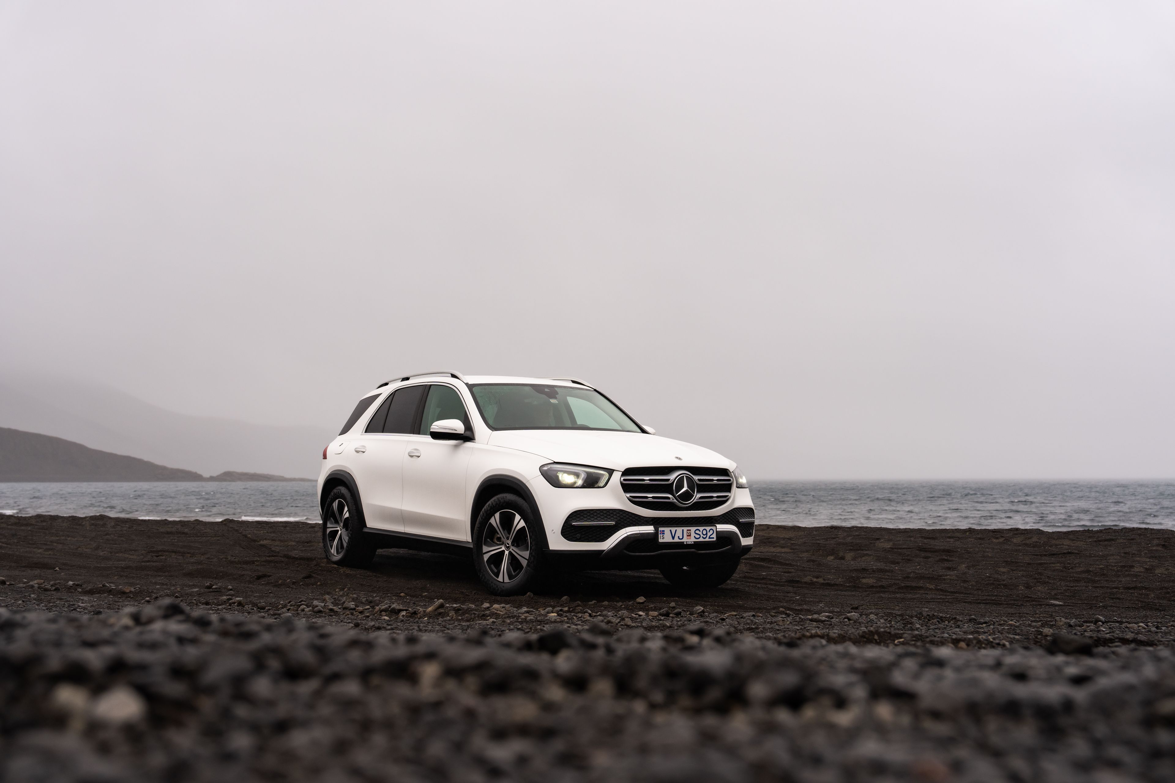 White Mercedes Benz GLE parked