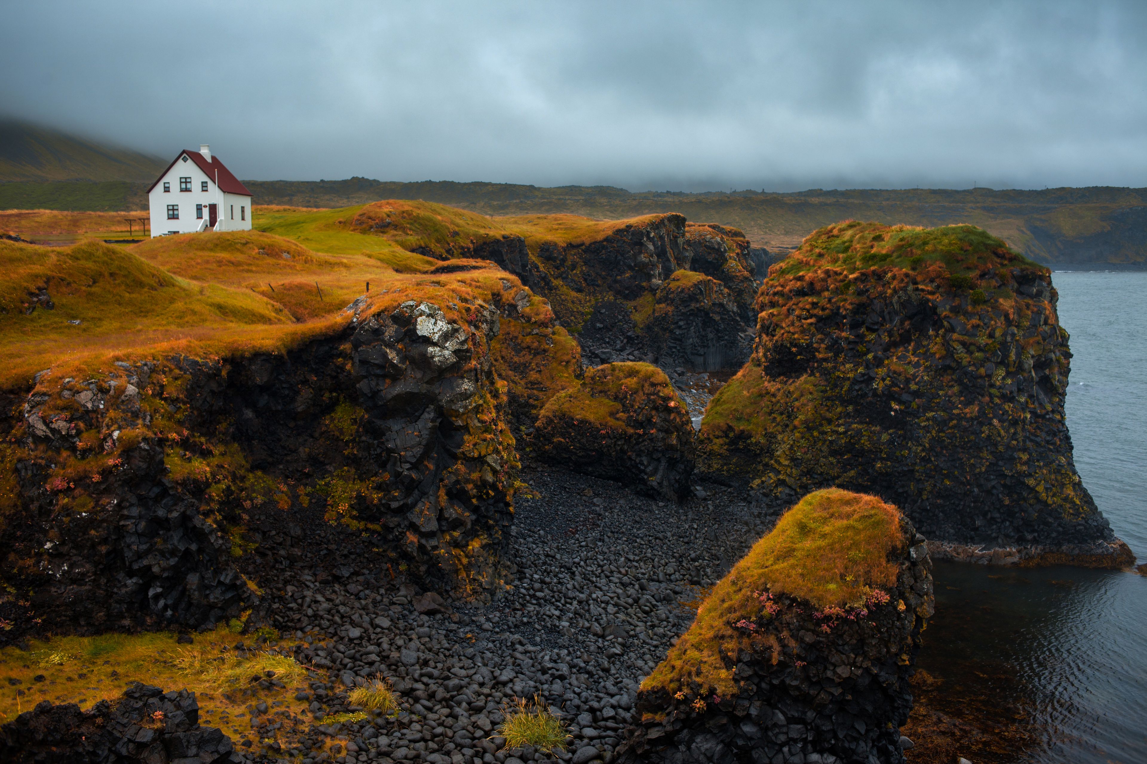 Landscape of Iceland, fog and rain.