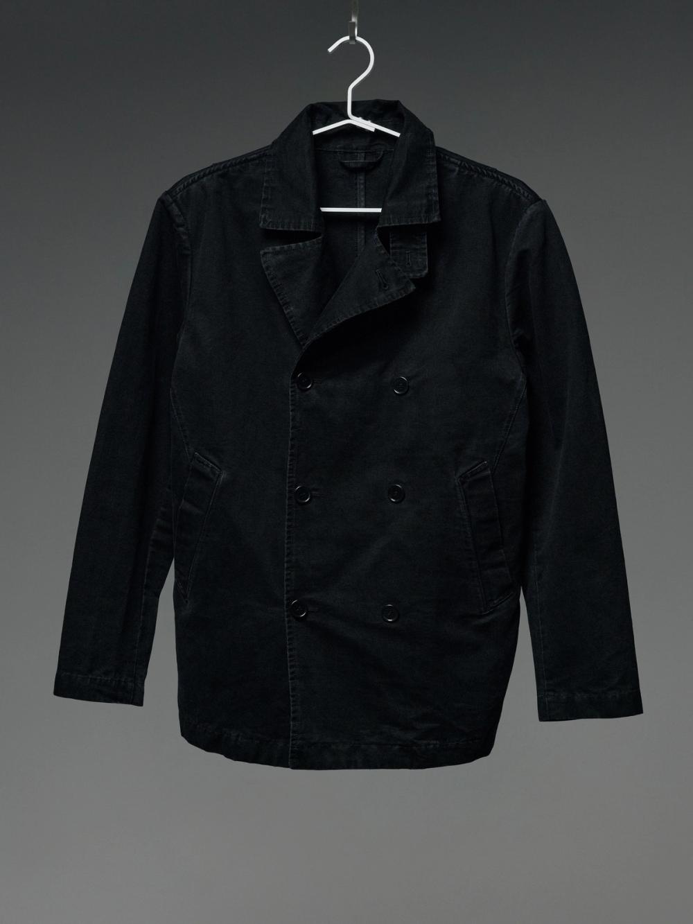 Black double-breasted peacoat
