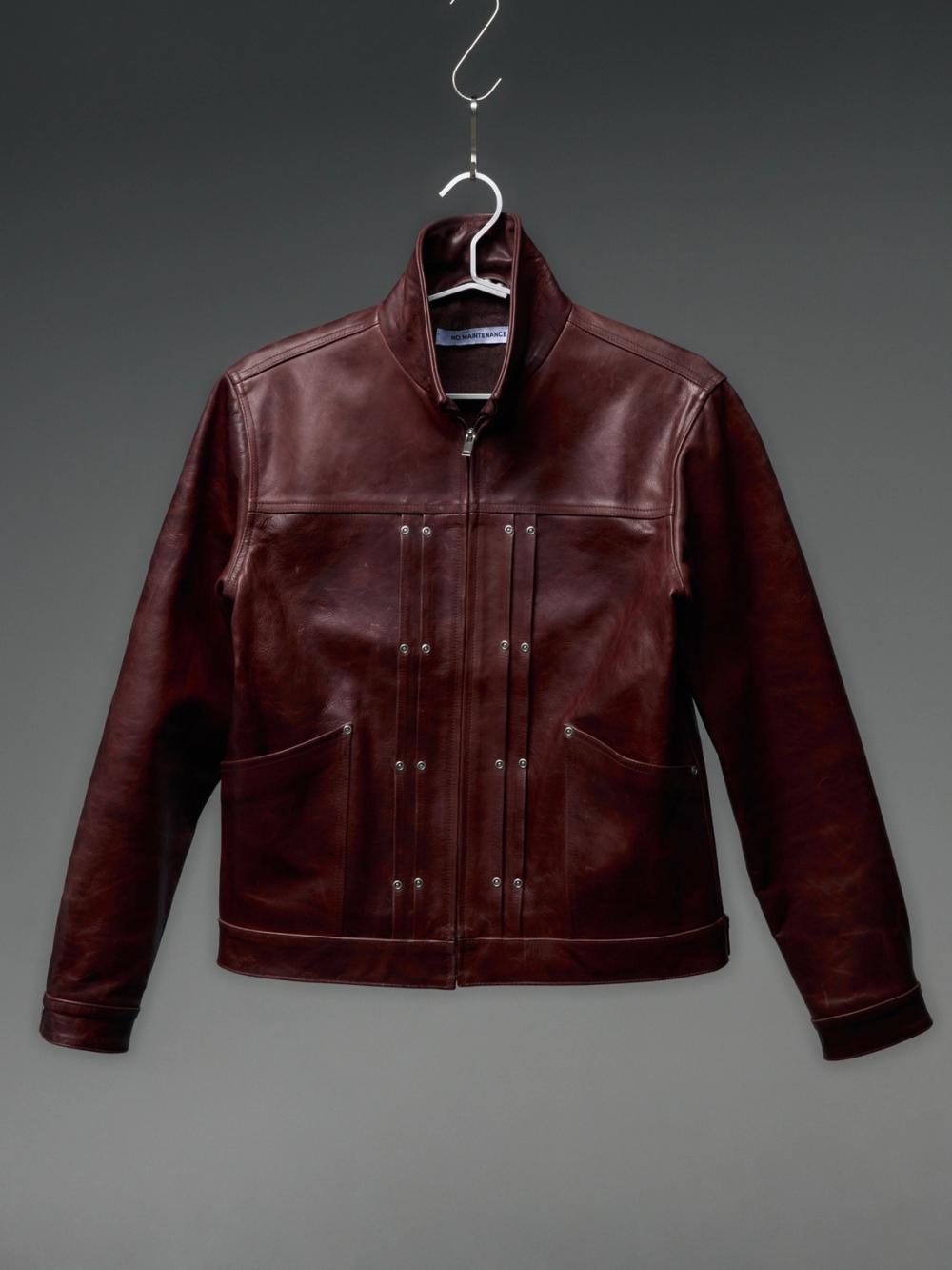 Oxblood double-rivet leather jacket