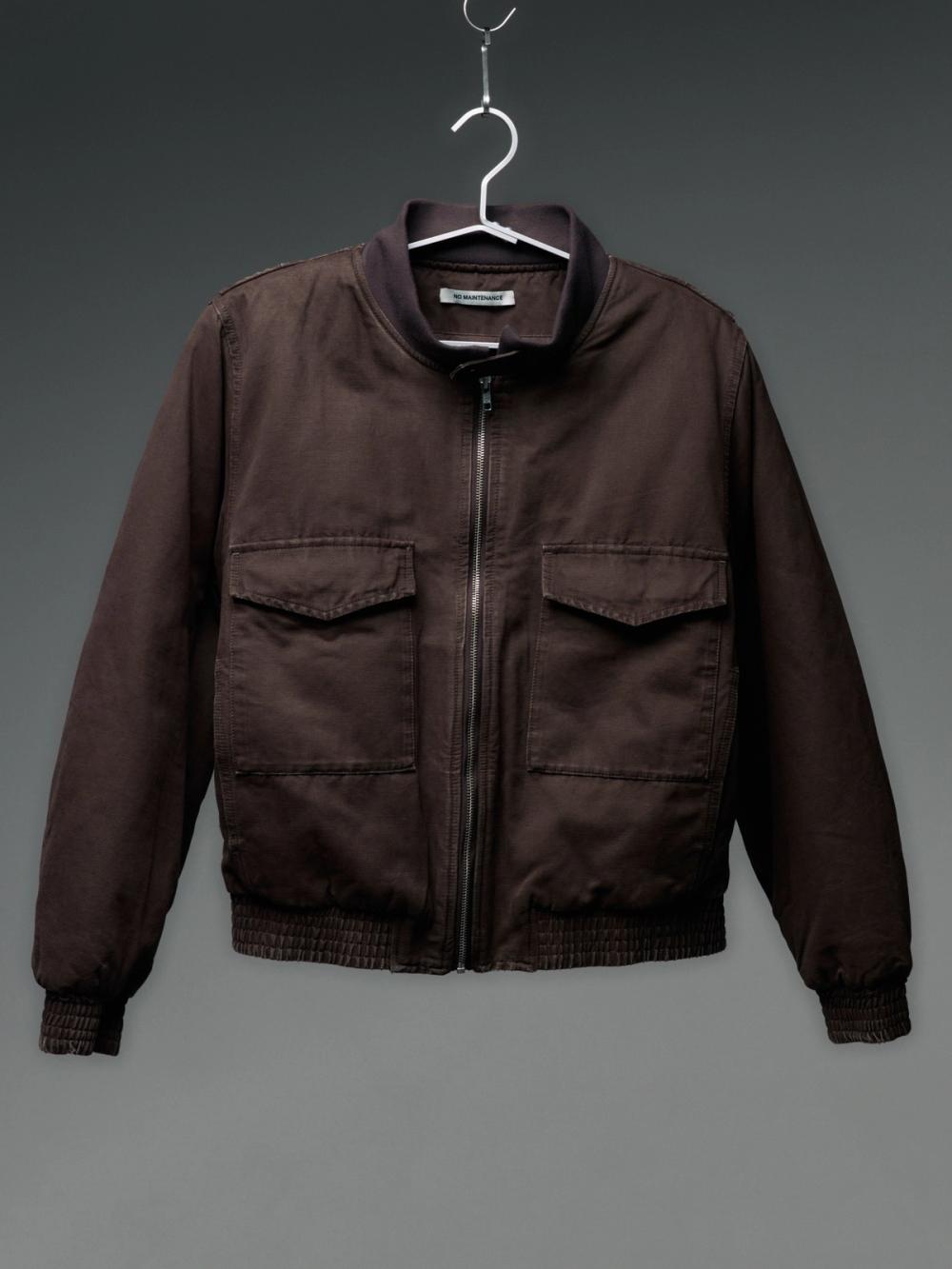 Brown flap-pocket bomber jacket