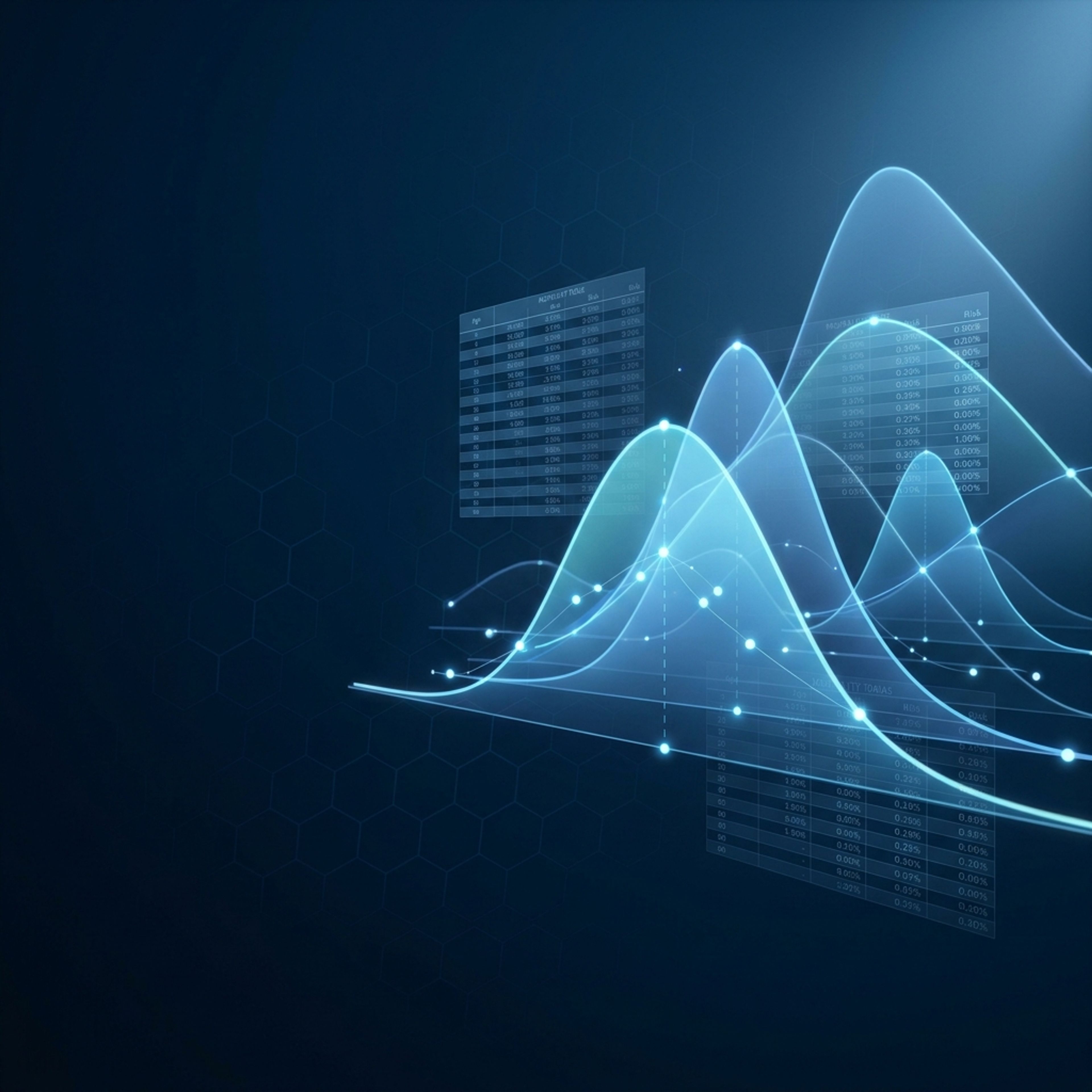 Abstract probability curves and mortality tables in three-dimensional blue space