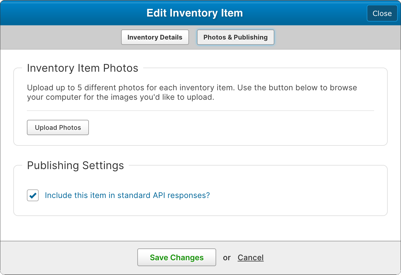 Exclude syncing inventory item