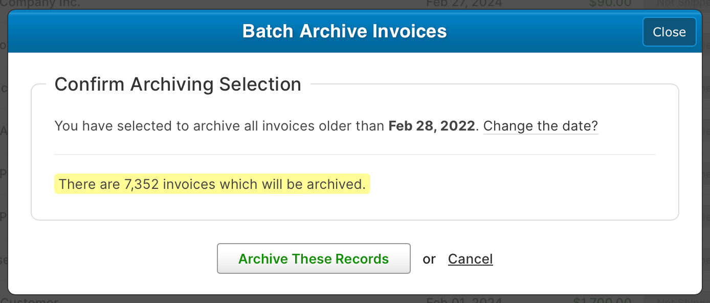 Mass archiving orders