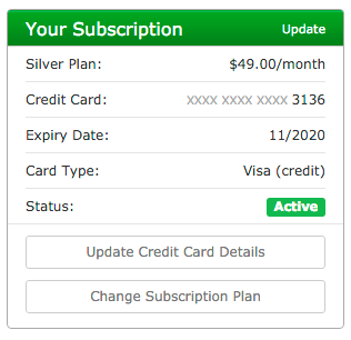 Your subscription screen